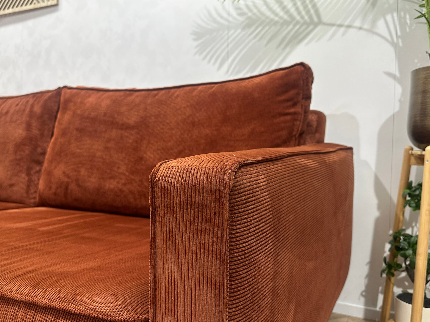 Umix Rode Ribstof 2.5-Zits Bank ~ Losse Rugkussens Met Afneembare Hoezen