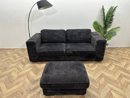 Antraciet Velvet 2.5-Zits Bank Inc Hocker ~ Nieuwstaat