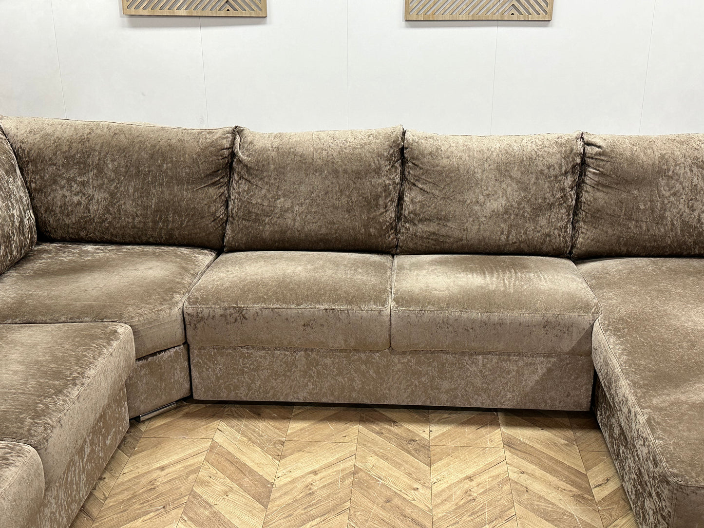 Bruine Velvet  U Bank ~ Losse Rugkussens Met Afneembare Hoezen