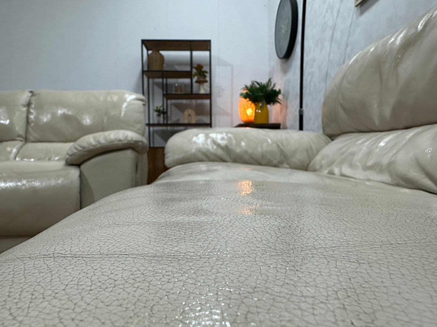 Crème Echt Lederen Banken Set ~ Geïmpregneerd ~ Relaxfunctie