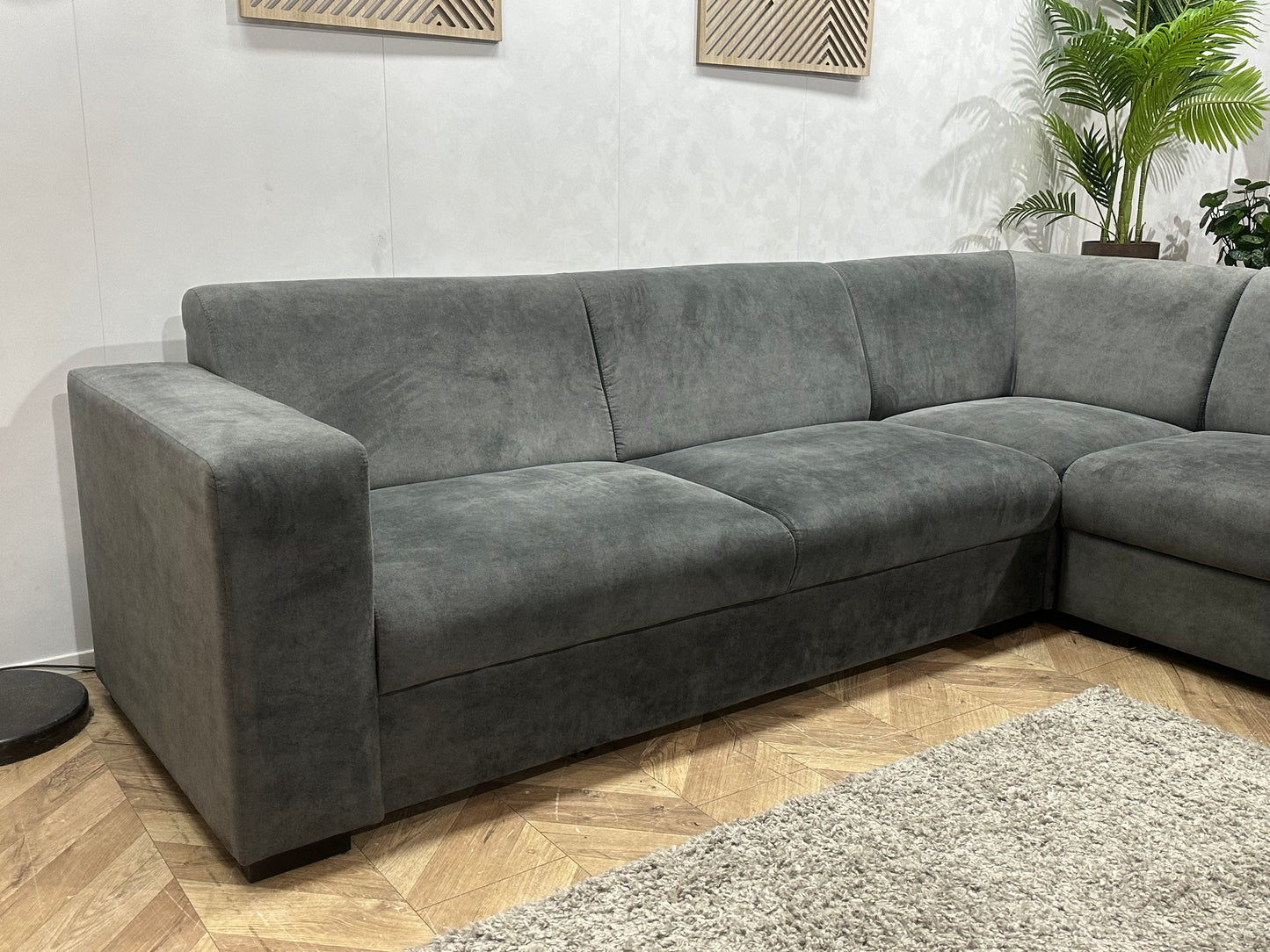 !Showroommodel! Antraciet Velvet Hoekbank