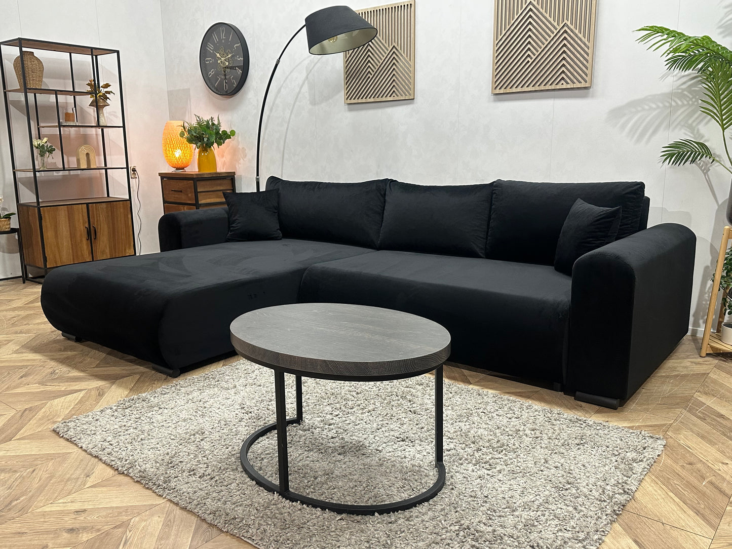 !Showroommodel! Zwarte Velvet Hoekbank