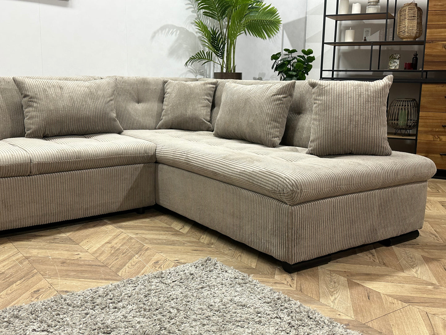 !Showroommodel! Licht Bruine Ribstof U Bank