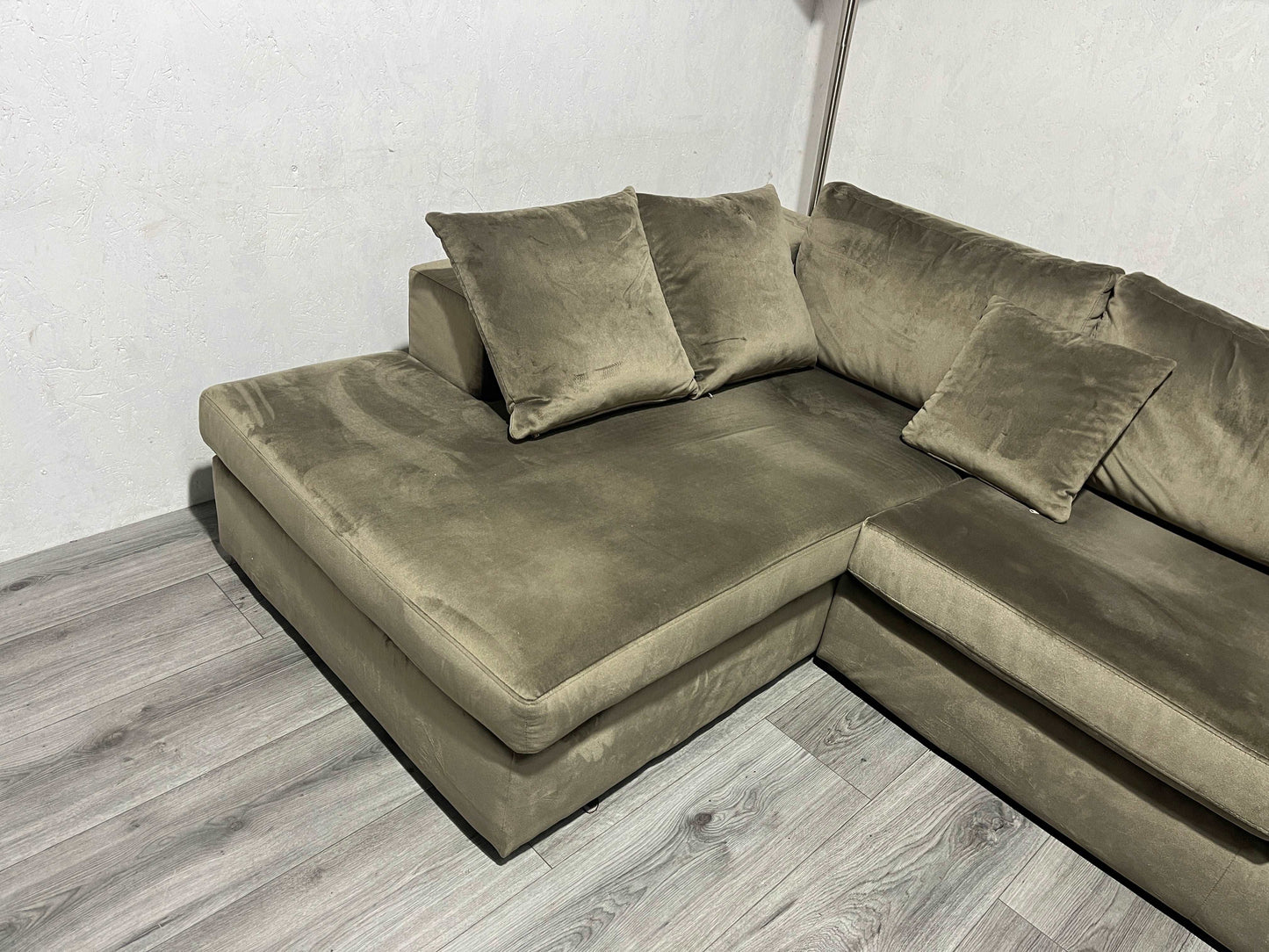 Bruine Velvet Hoekbank ~ Nieuwstaat