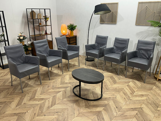 Grijze Echt Lederen Stoelen Set