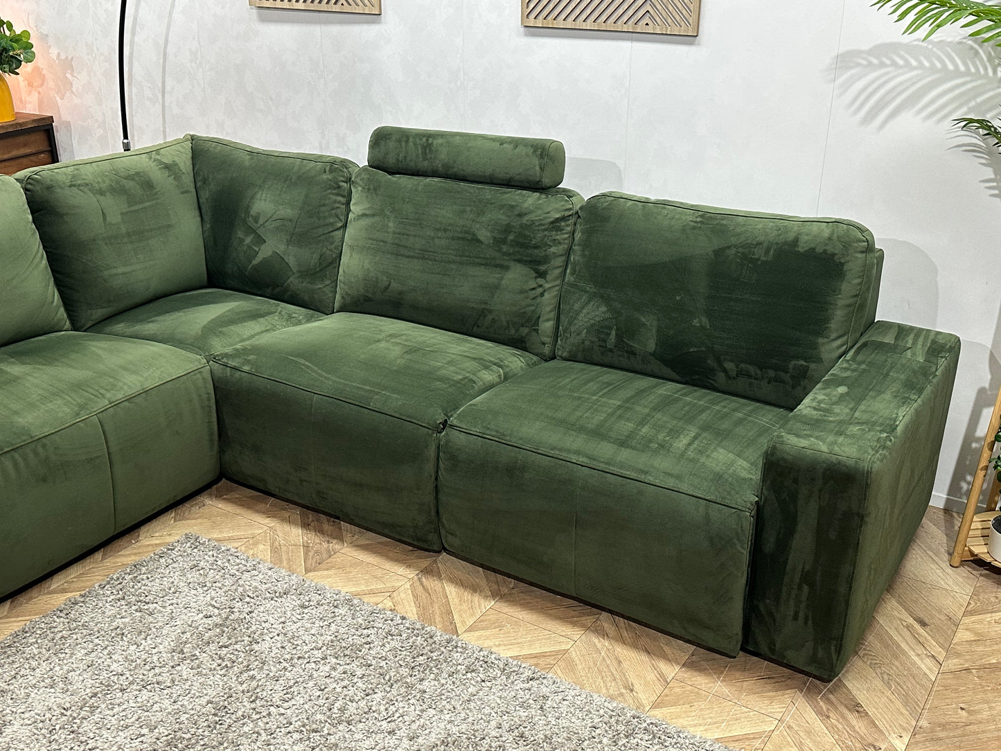 Groene Velvet Hoekbank ~ Nieuwstaat