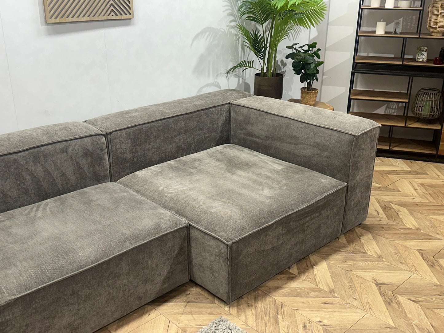 Nous Living Antraciet Suède Stoffen Hoekbank ~ Nieuwstaat