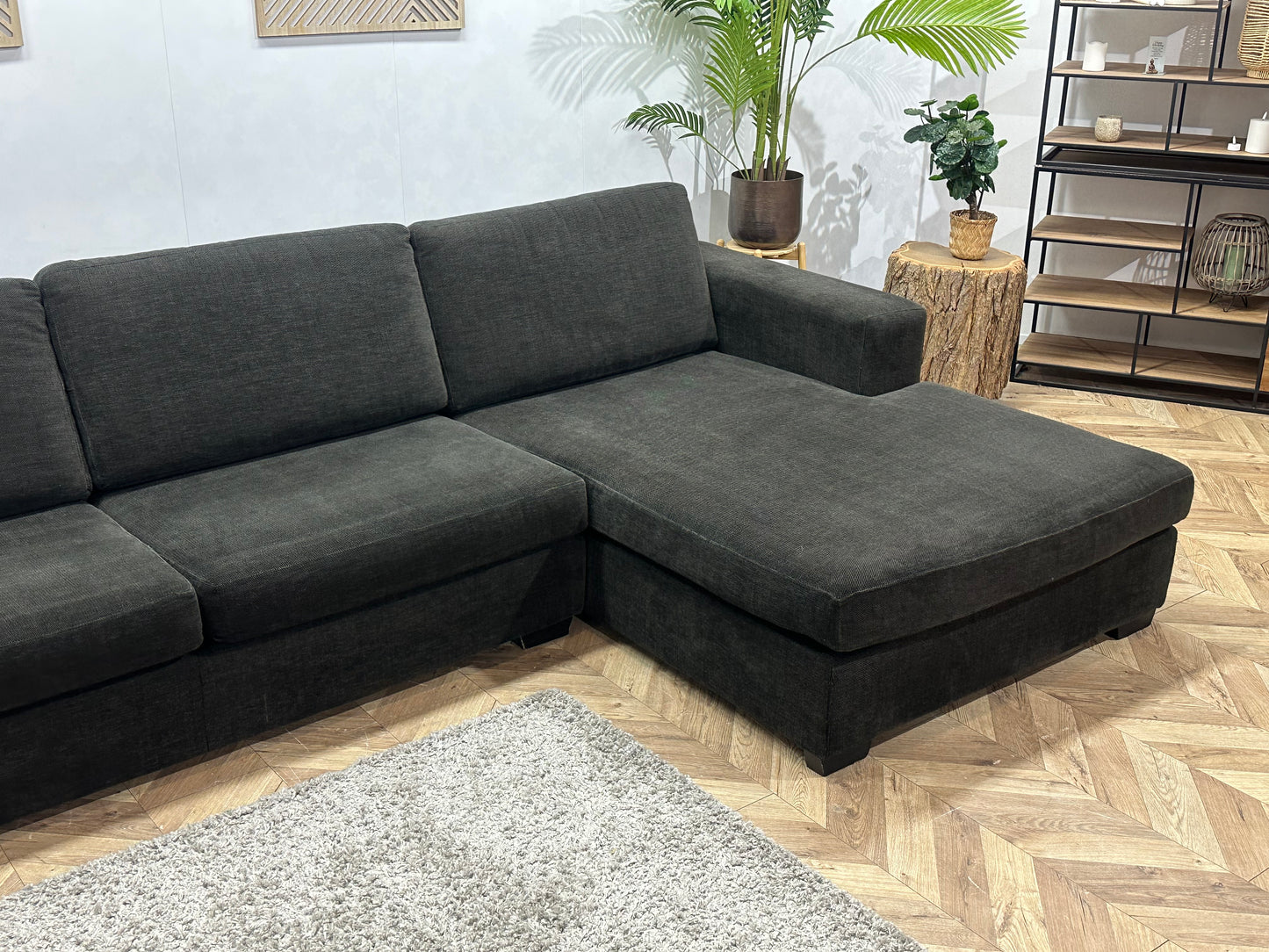 Antraciet Suède Stoffen Hoekbank ~ Losse Kussens Met Afneembare Hoezen