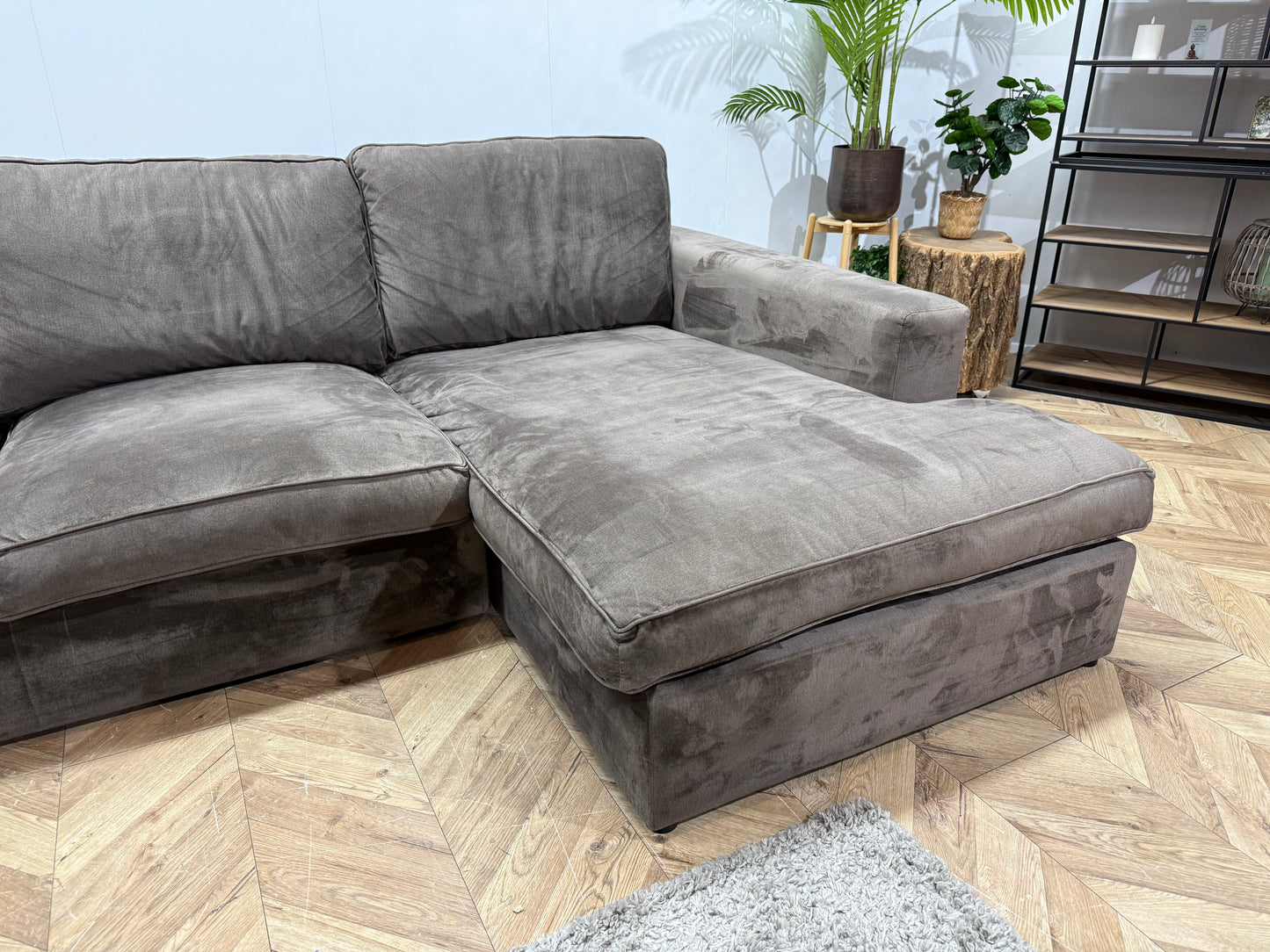 Bruine Velvet U Bank ~ Losse Kussens Met Afneembare hoezen