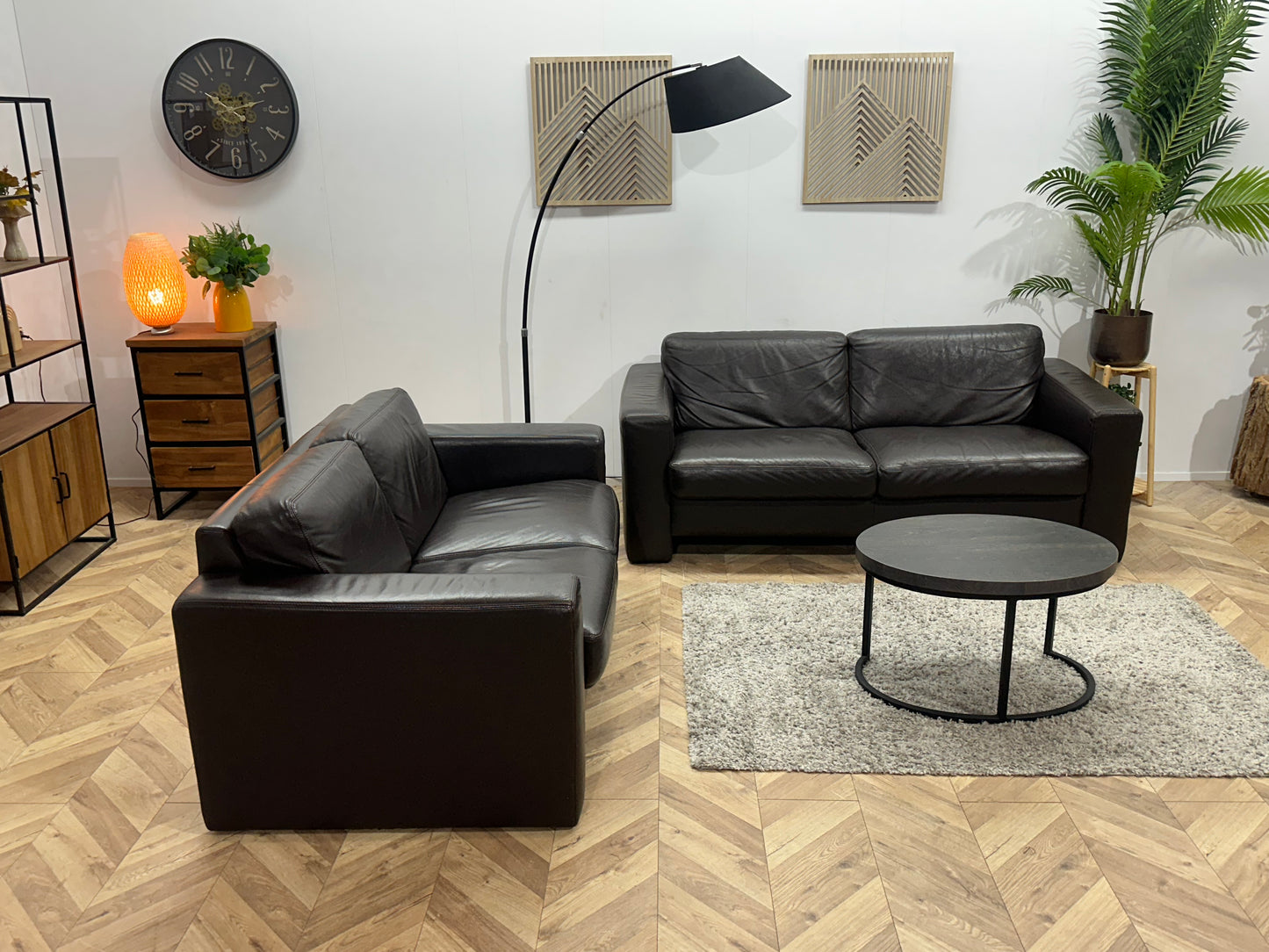 Bruine Echt Lederen Banken Set ~ Vaste Kussens