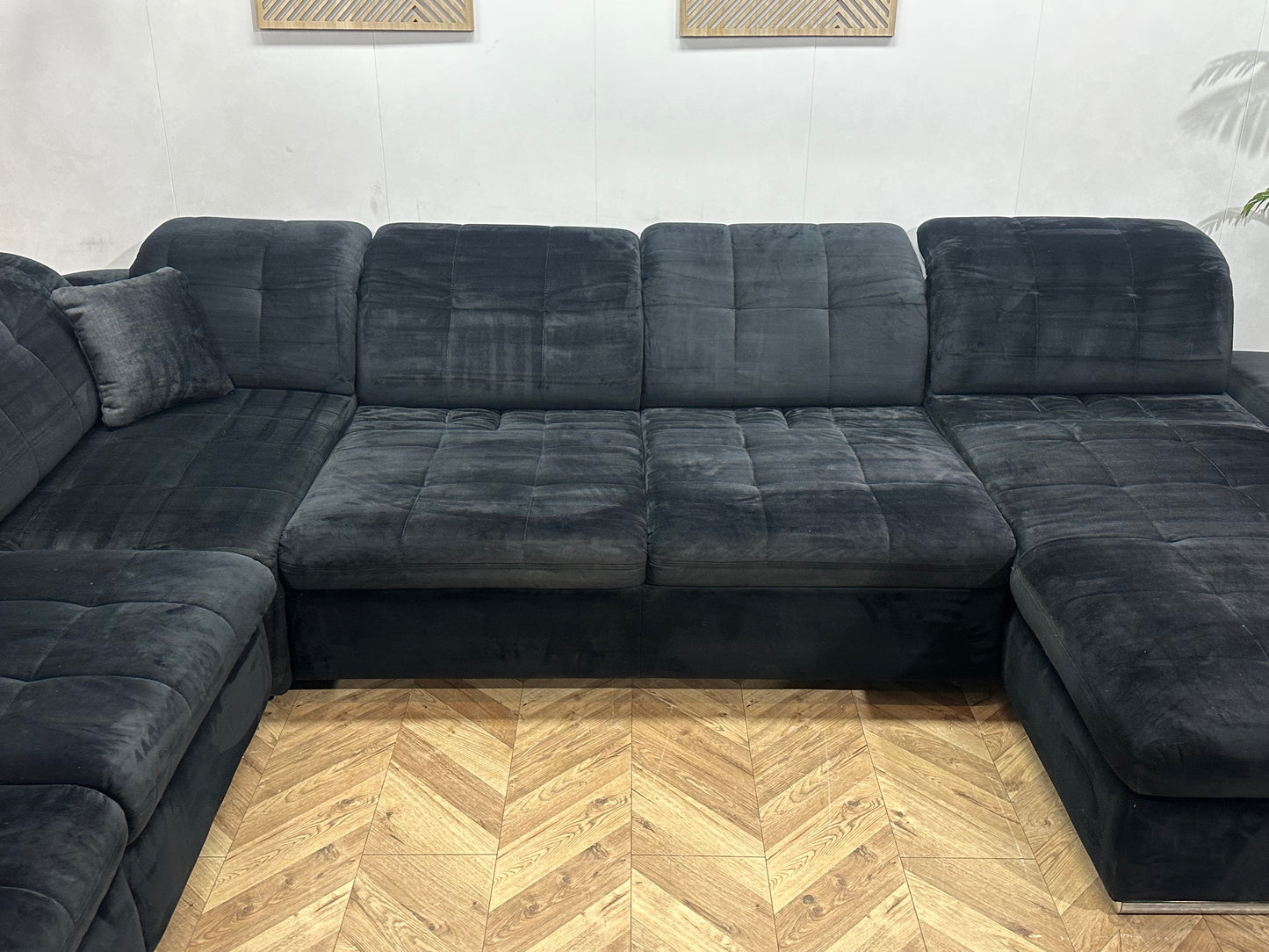 Zwarte Velvet U Bank ~ Uitschuifbare Rugleuningen