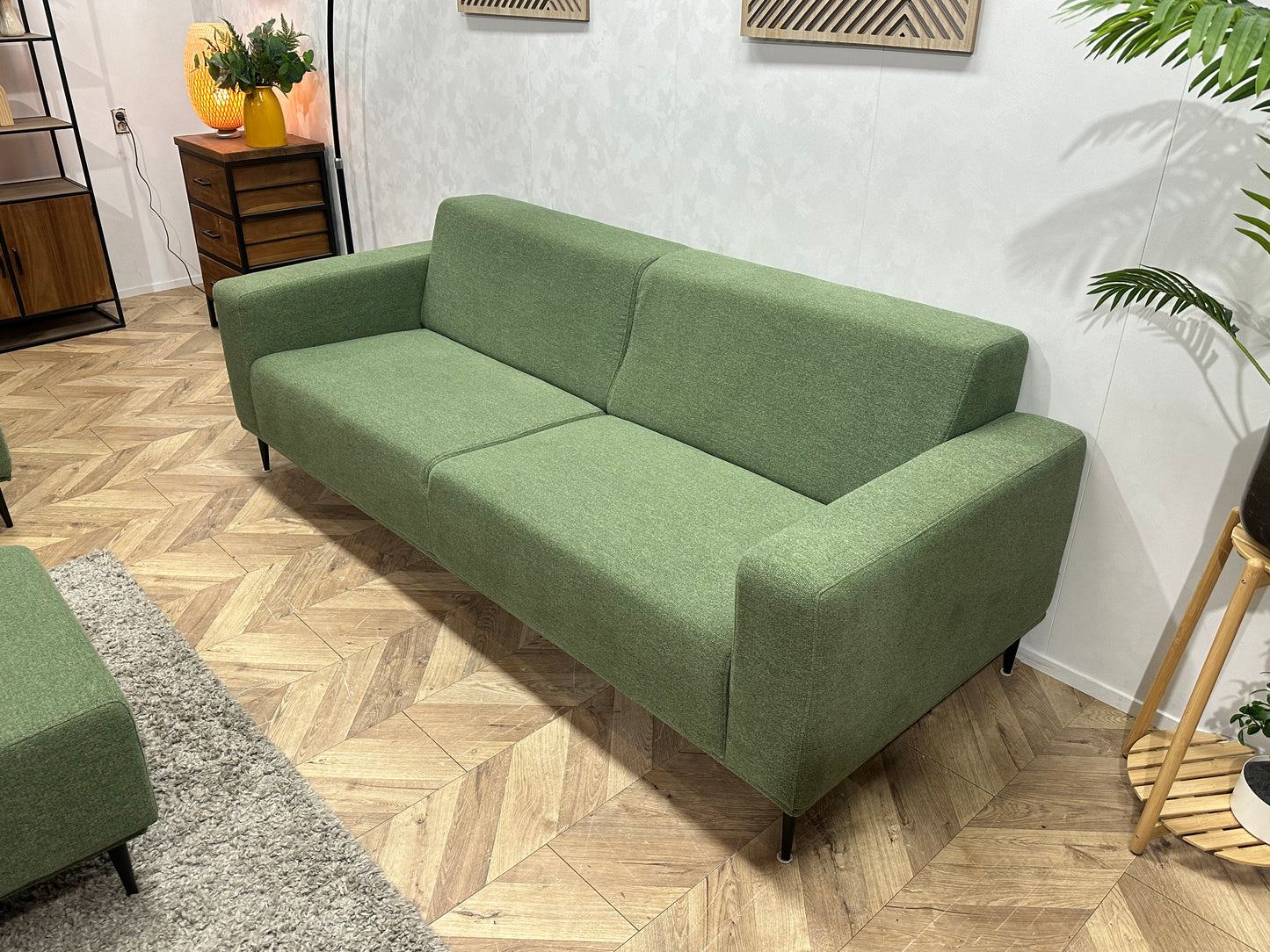 Goossens Groene Stoffen Banken Set Incl Hocker ~ Nieuwstaat