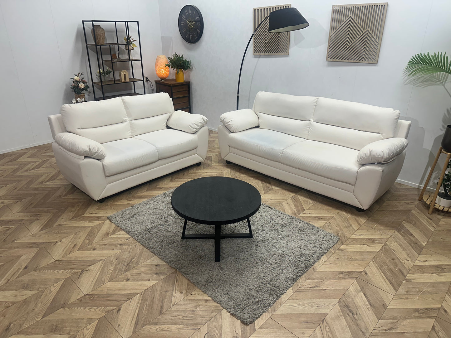 Witte Leather Look Banken Set ~ Inruilvoordeel