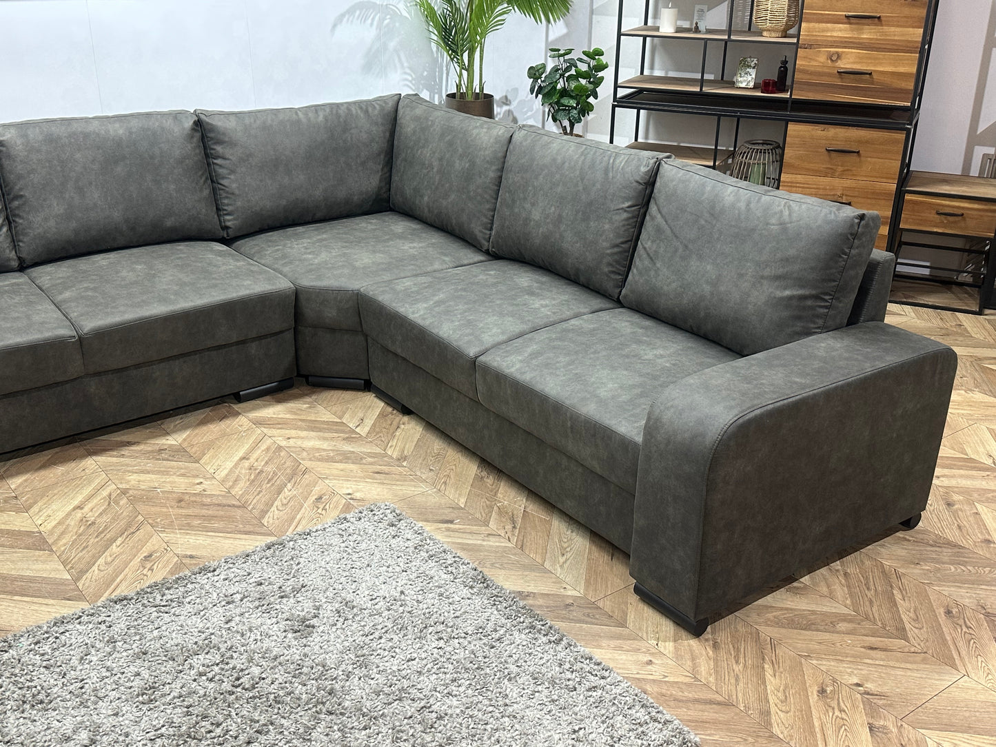 !Showroommodel! Antraciet Suède Stoffen U Bank