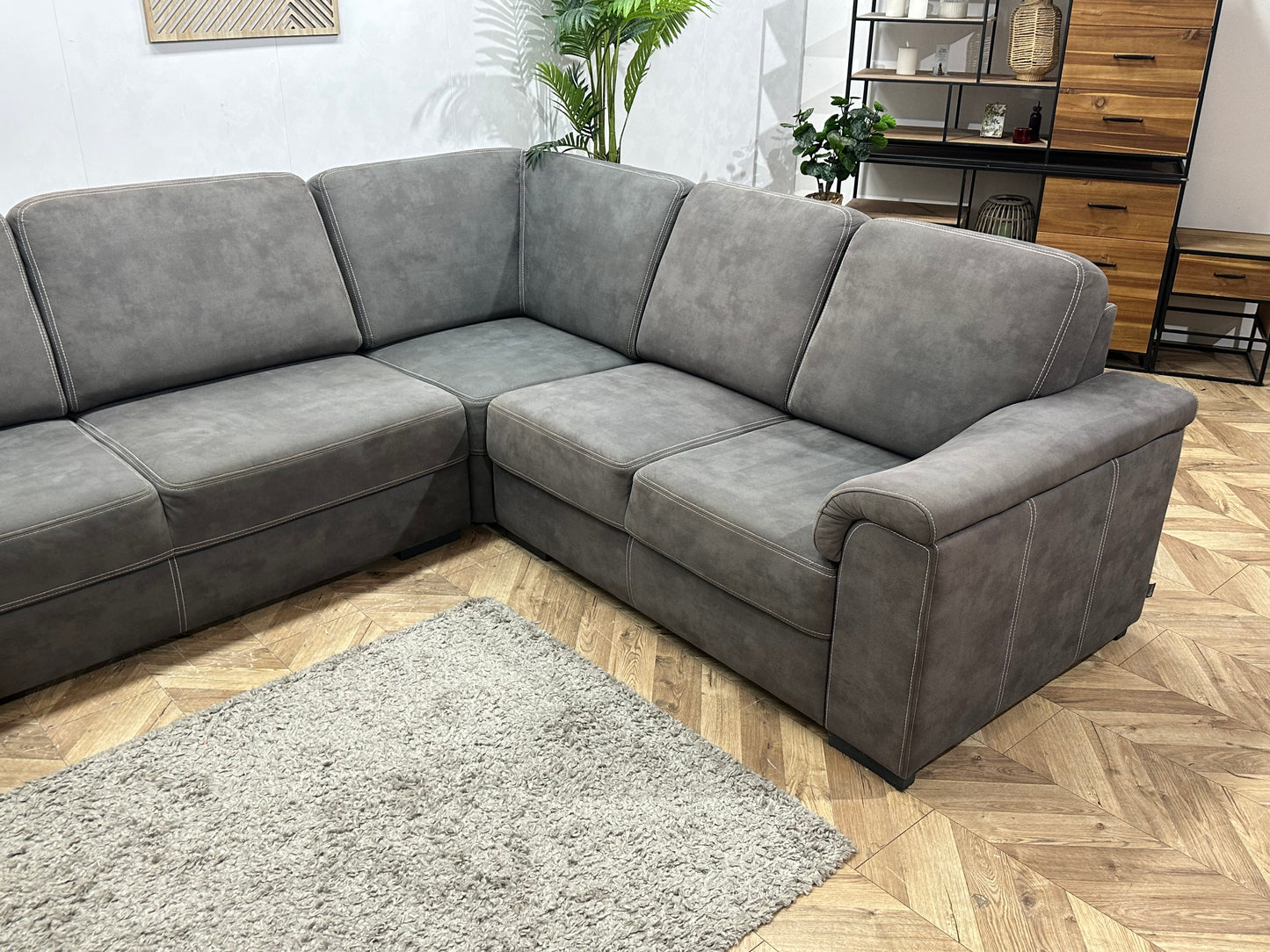 DSense Antraciet Suede Stoffen Hoekbank ~ Vaste Kussens