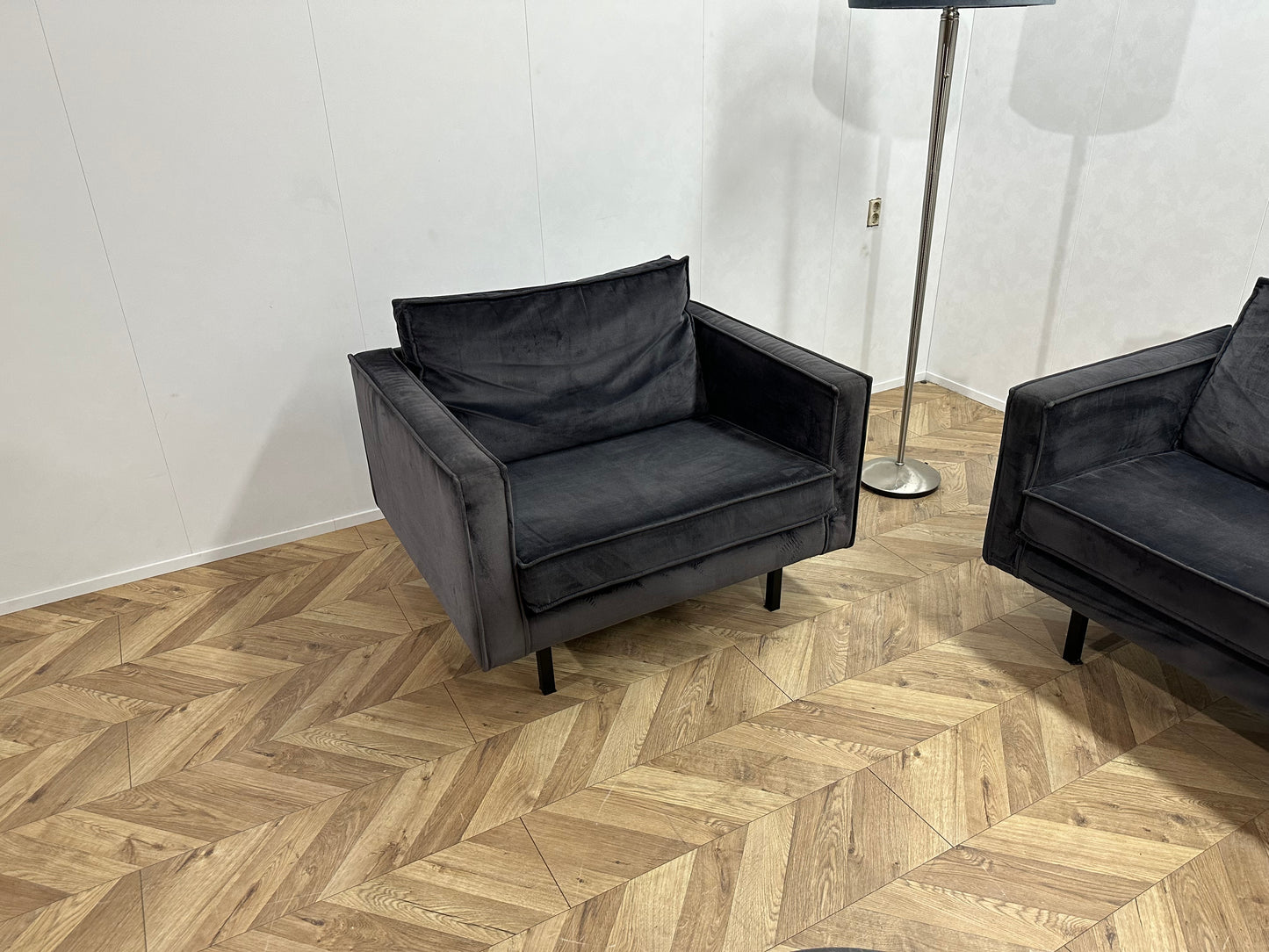 BePure Blauwe Velvet Banken Set ~ Losse Kussens Met Afneembare Hoezen