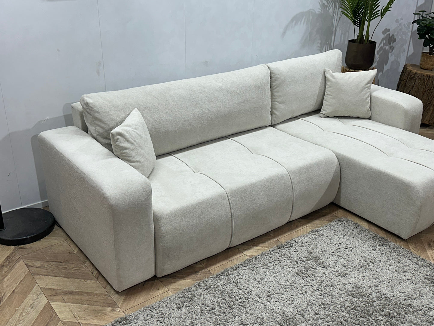 !Showroommodel! Witte Velvet Hoekbank
