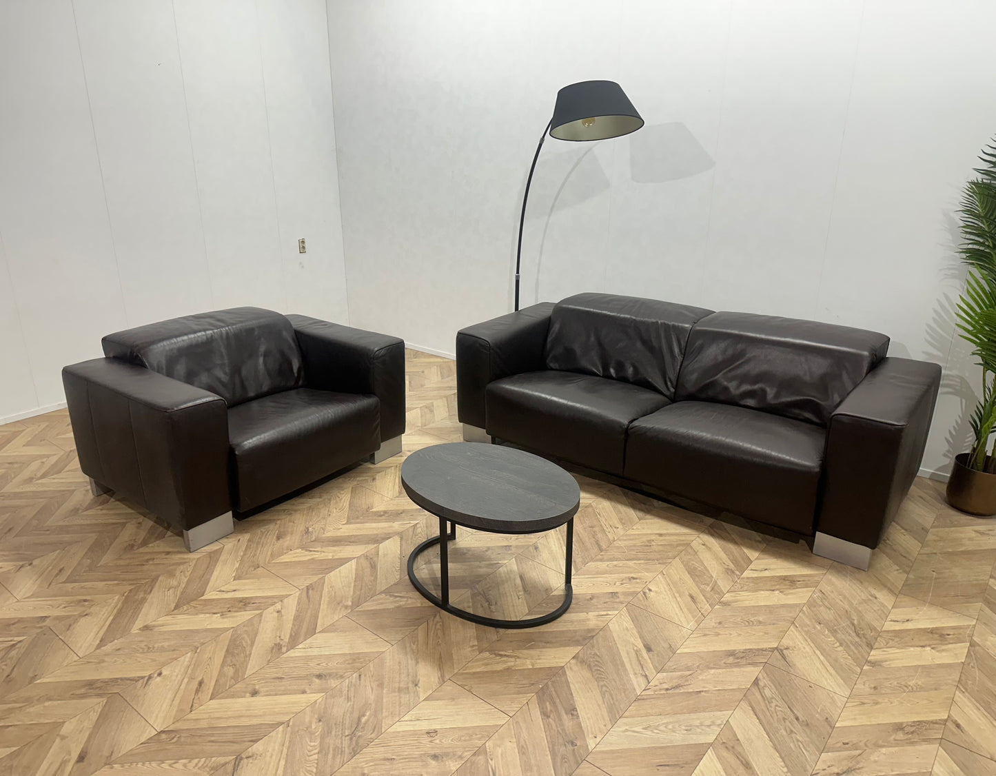 Bruine Echt Lederen Banken Set ~ Verstelbare Hoofdsteunen