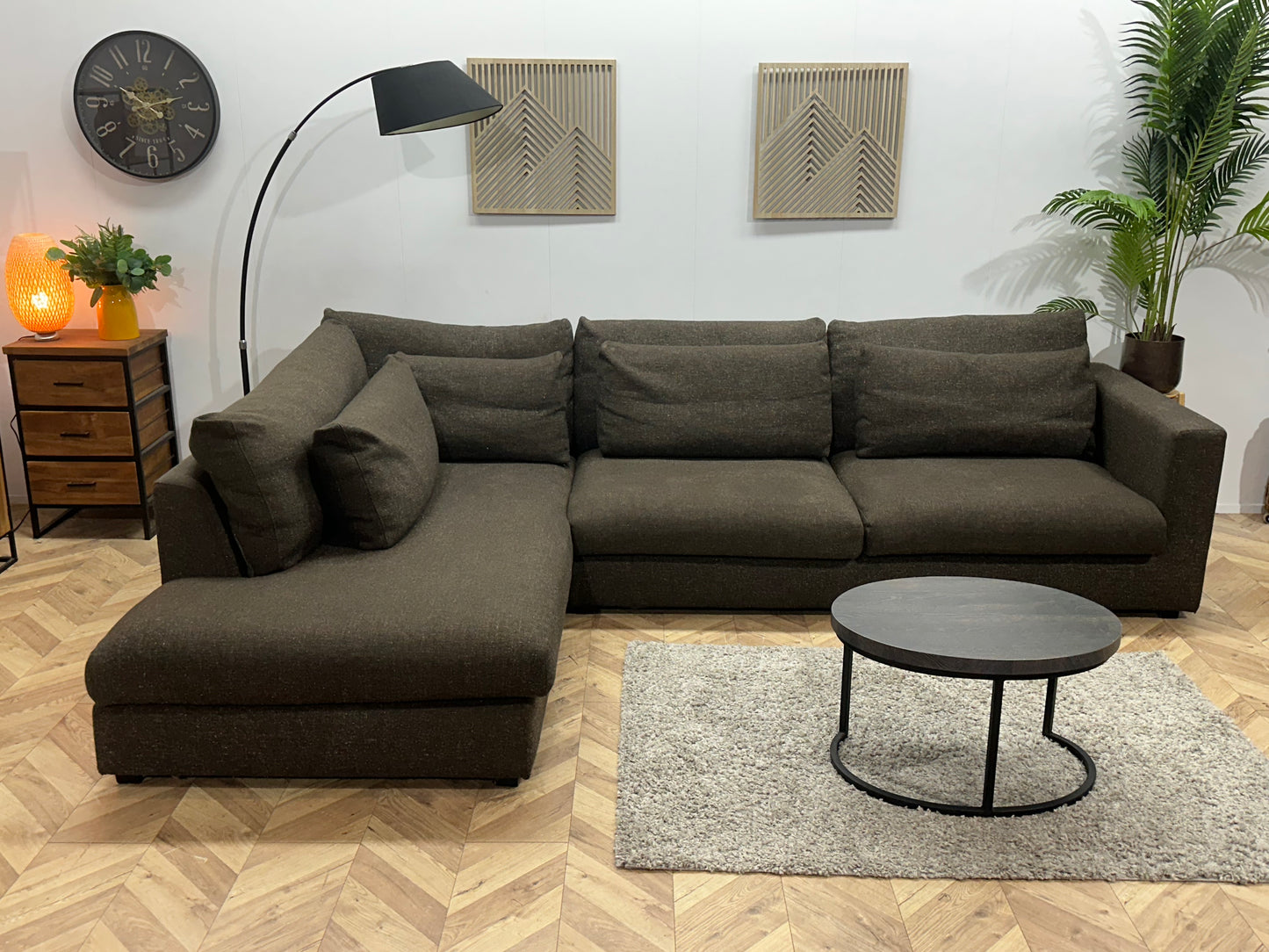 Bruine Hoekbank ~ Losse Kussens Met Afneembare Hoezen