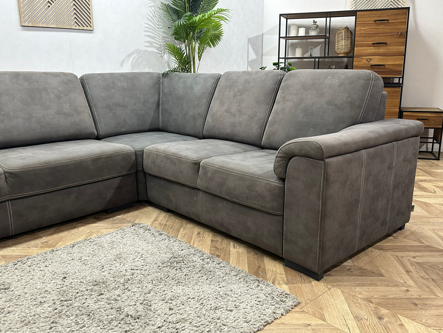 DSense Antraciet Suede Stoffen Hoekbank ~ Vaste Kussens