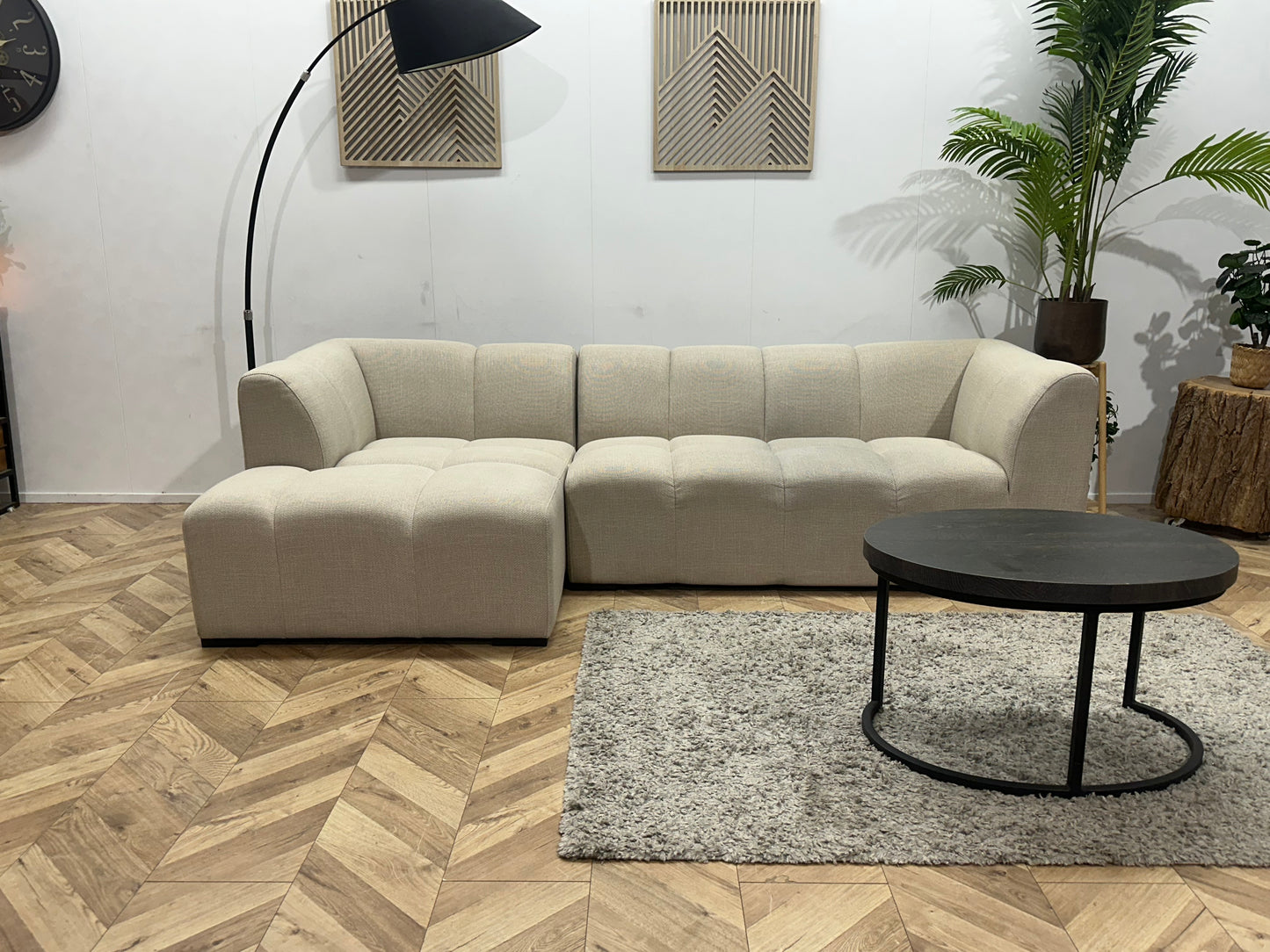 Crème Hoekbank ~ Vaste Kussens