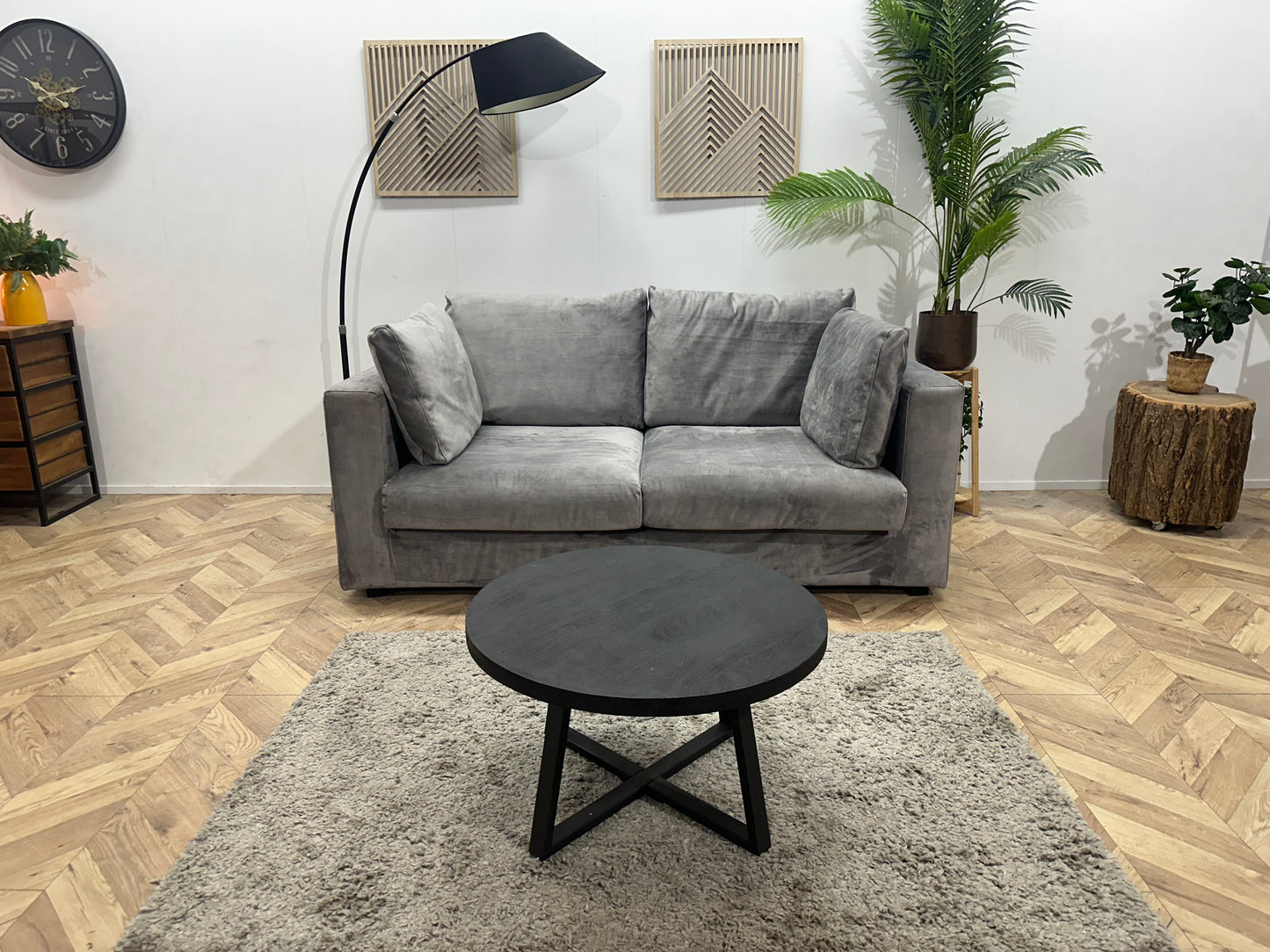 Licht Grijze Velvet 2.5-Zits Bank ~ Losse Kussens Met Afneembare Hoezen