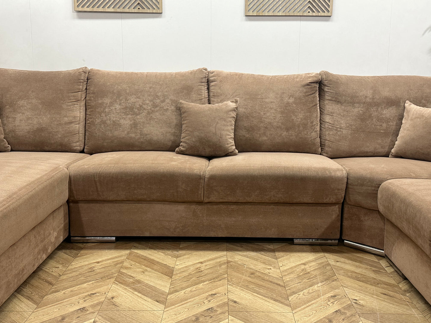 Licht Bruine Velvet U Bank ~ Losse Kussens Met Afneembare Hoezen
