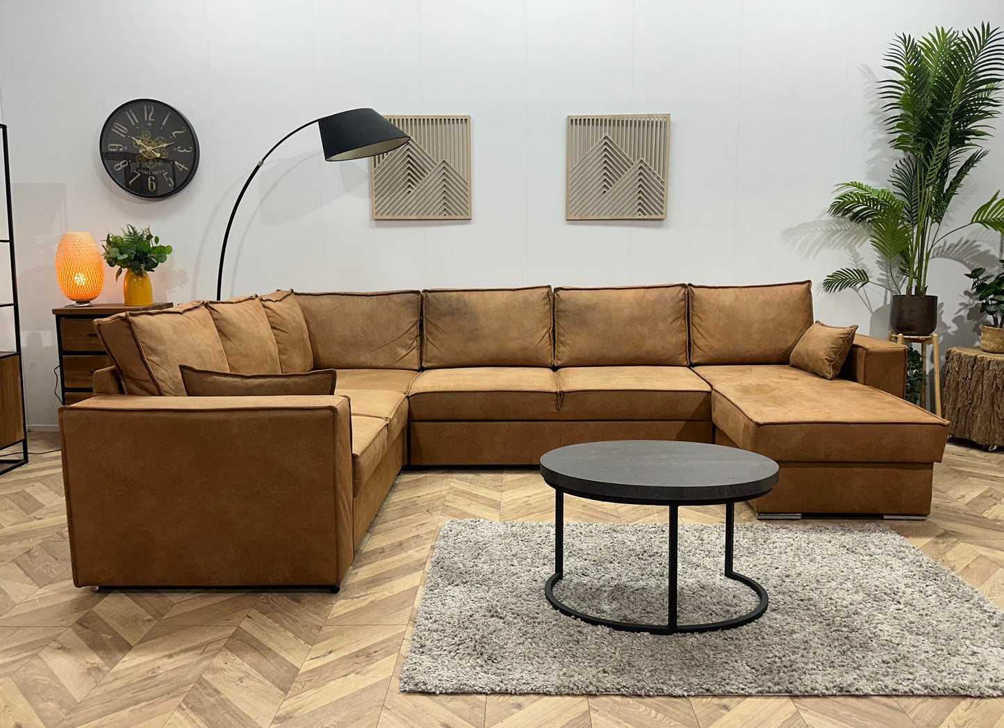 Cognac Bruine Suède Stoffen U Bank ~ Slaapfunctie