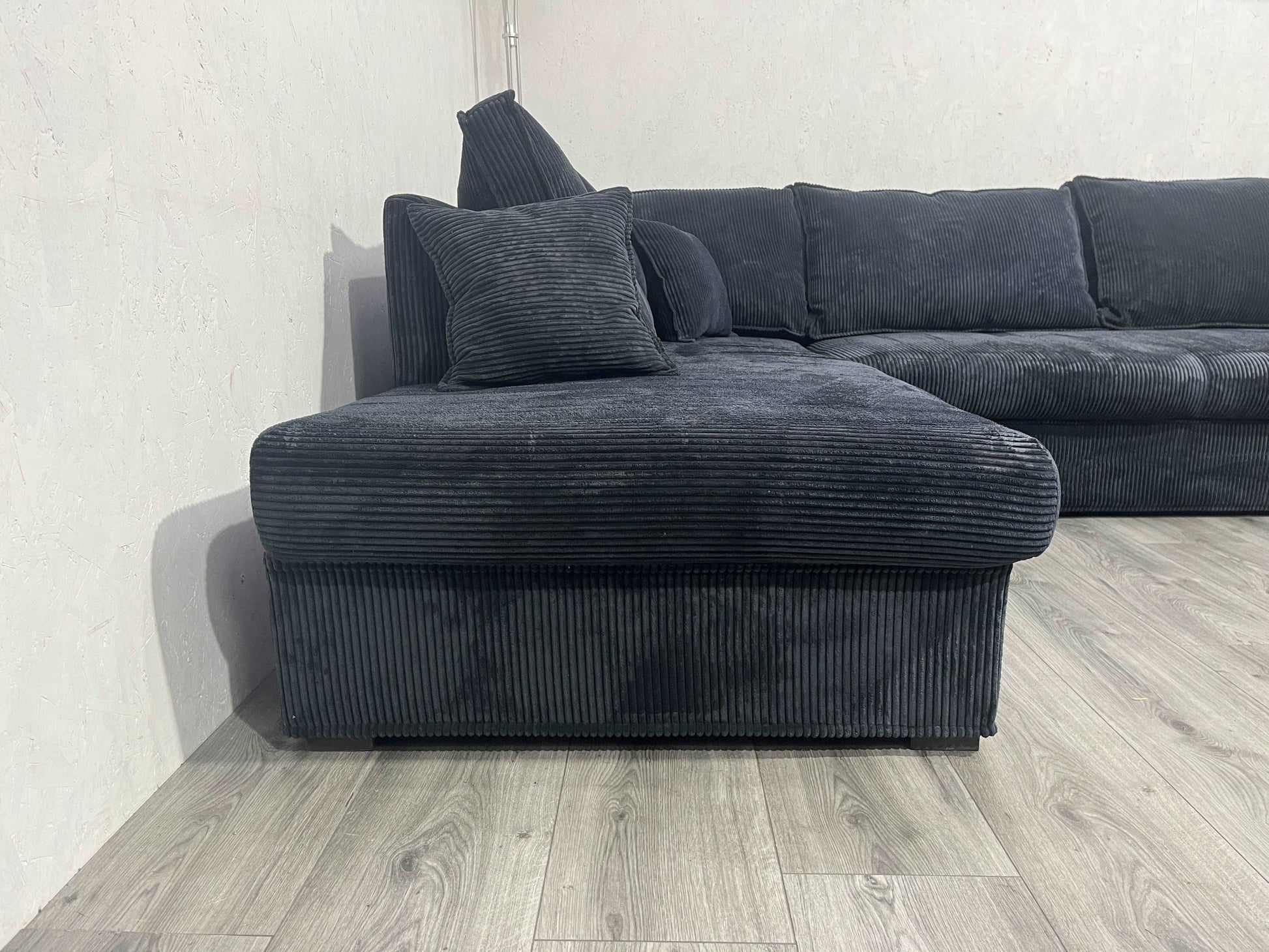 Donker Blauwe Ribstof Hoekbank