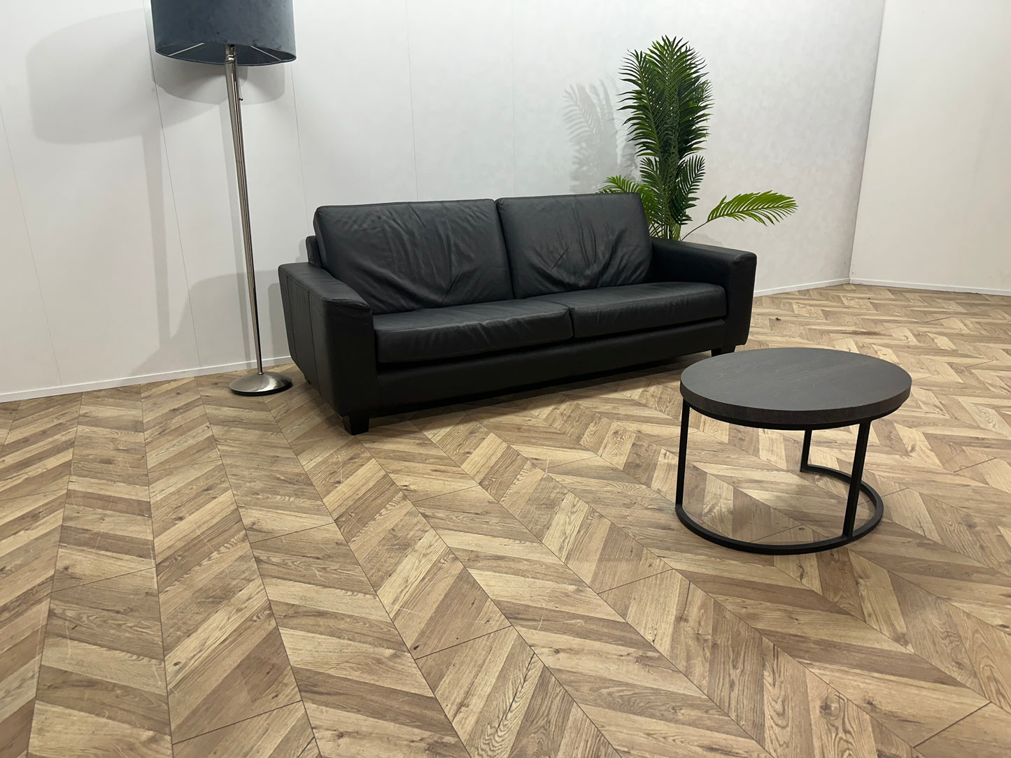 Zwart Echt Lederen 2.5-Zits Bank ~ Losse Kussens Met Afneembare Hoezen