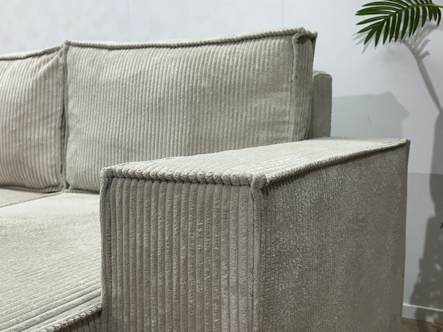 !Showroommodel! Witte Ribstof U Bank ~ Slaapfunctie