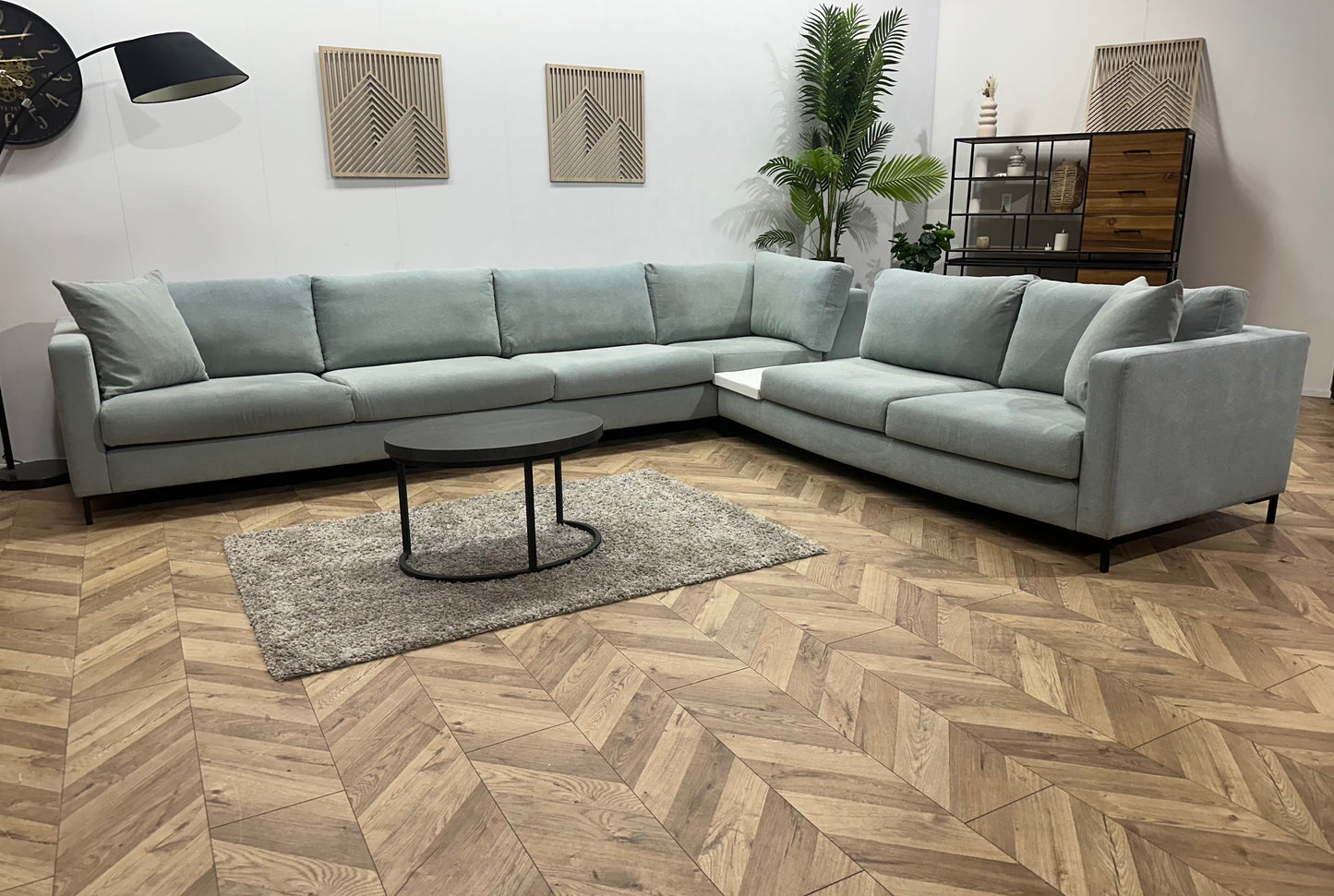 Licht Blauwe Ruime Hoekbank ~ Losse Kussens Met Afneembare Hoezen