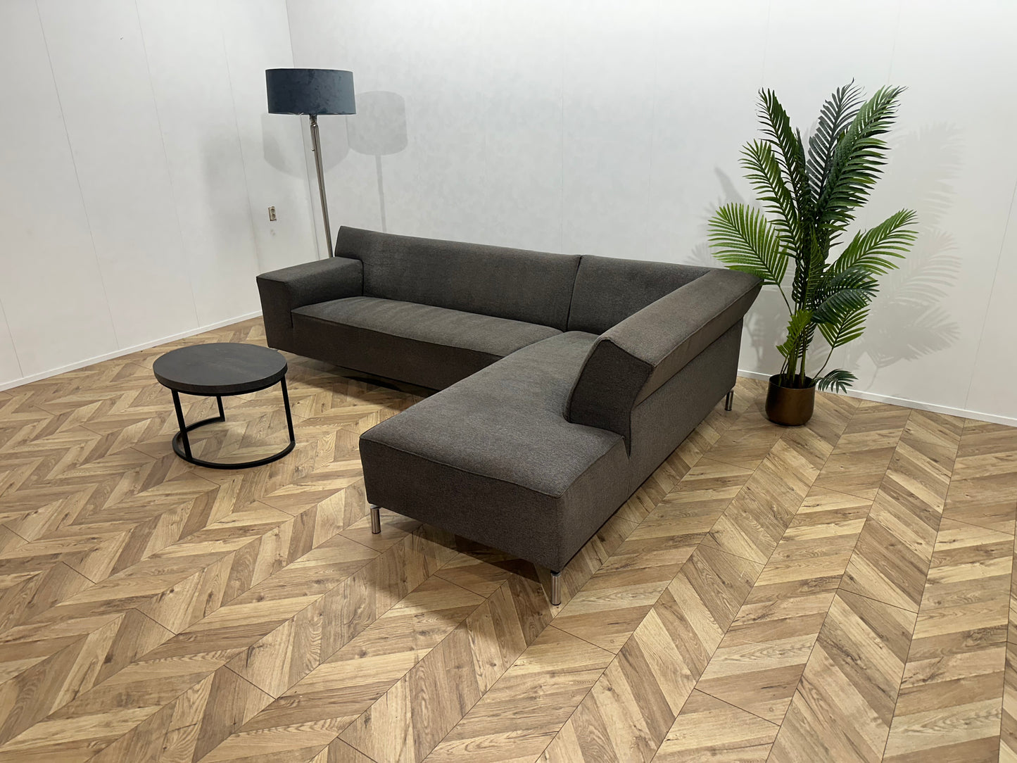 Grijze Design Hoekbank ~ Vaste Kussens
