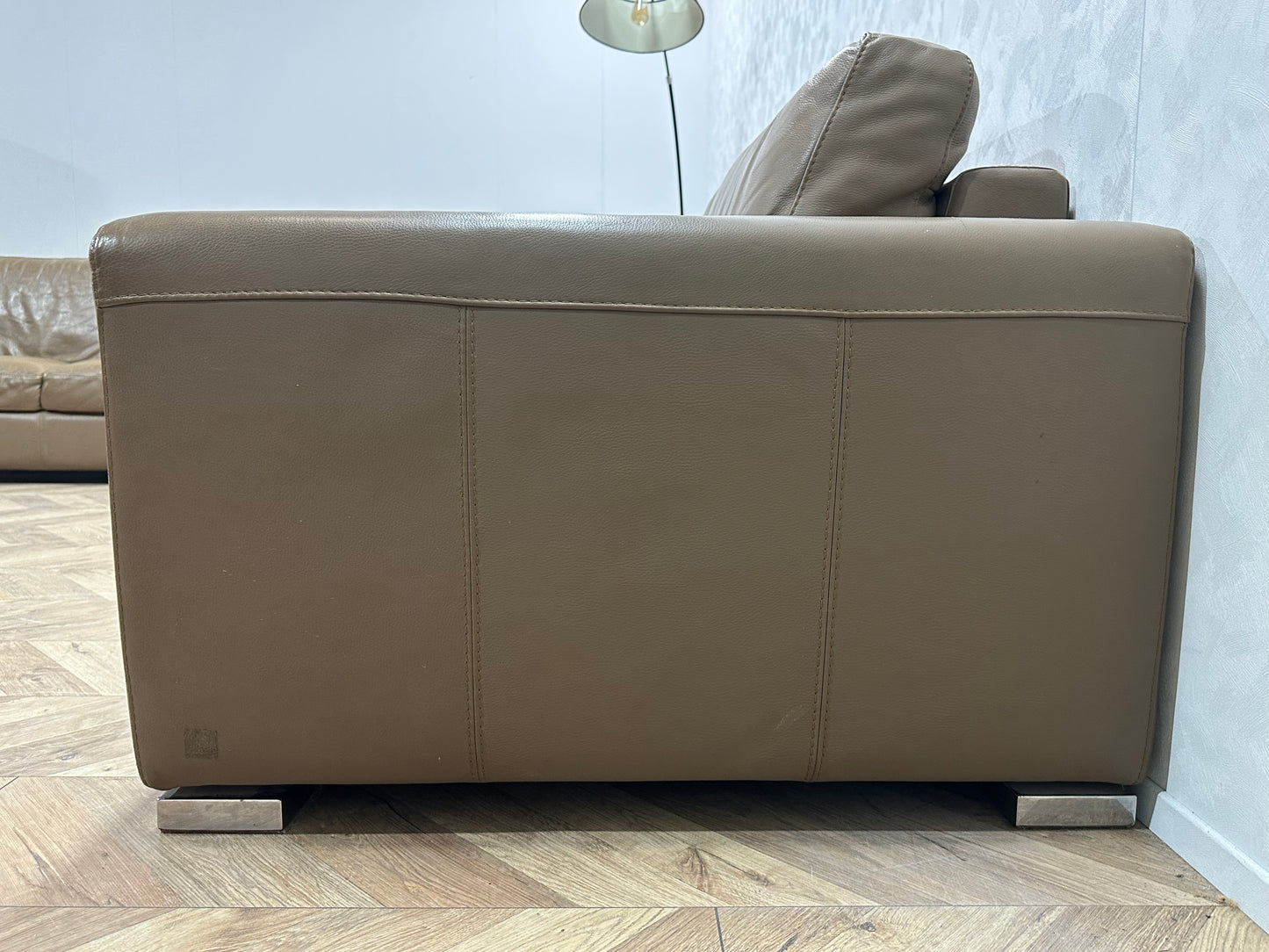 Bruin Echt Lederen Ruime Hoekbank ~ Vaste Kussens