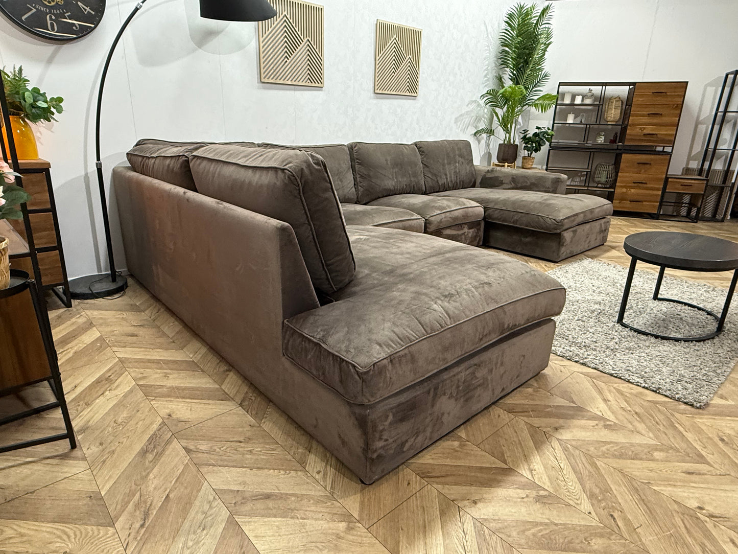 Bruine Velvet U Bank ~ Losse Kussens Met Afneembare hoezen