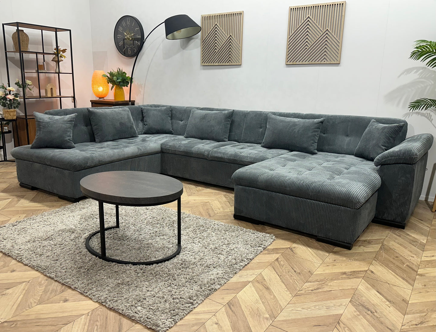 !Showroommodel! Blauwe Ribstof U Bank