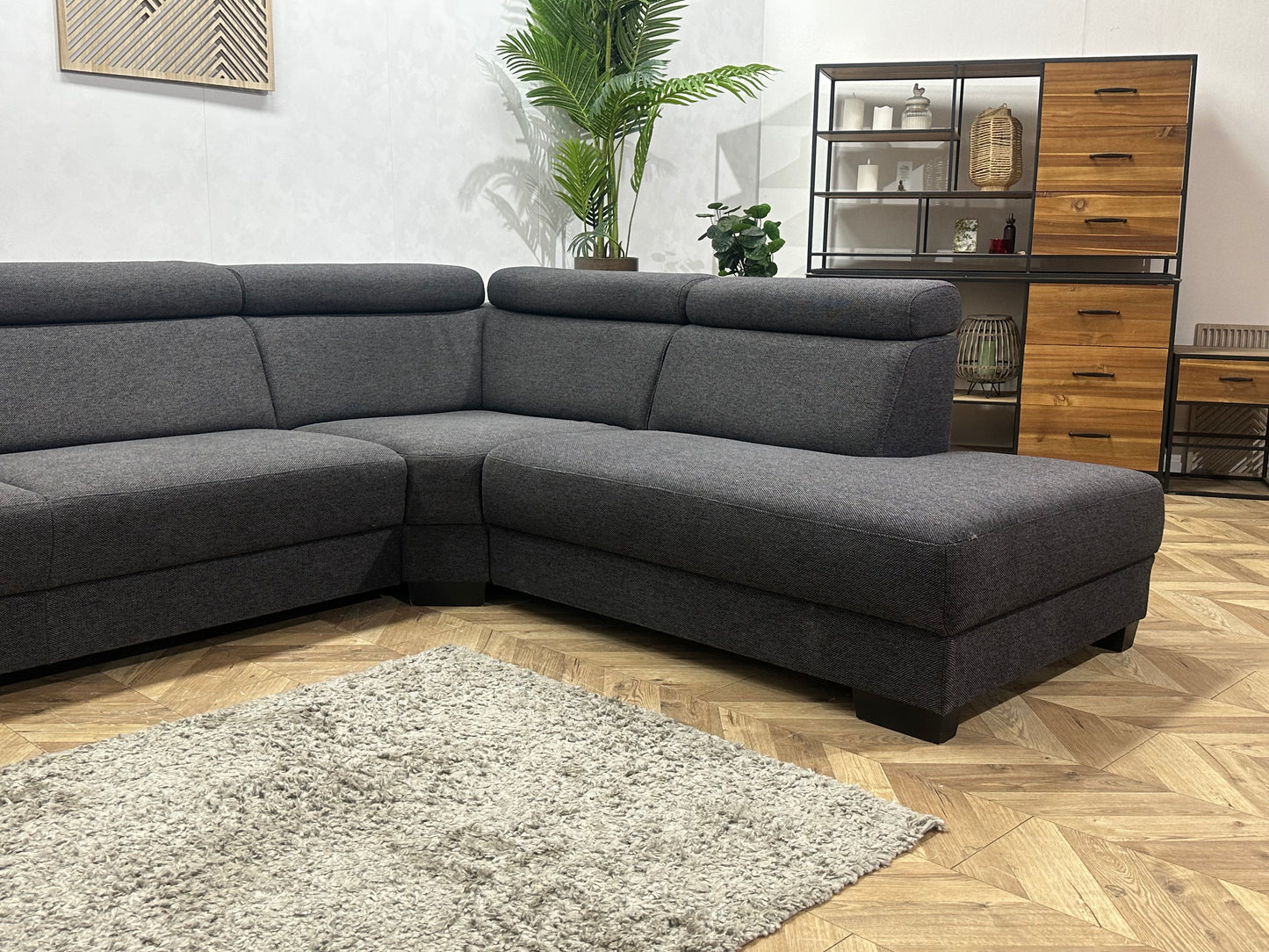 Antraciet Hoekbank ~ Verstelbare Hoofdsteunen