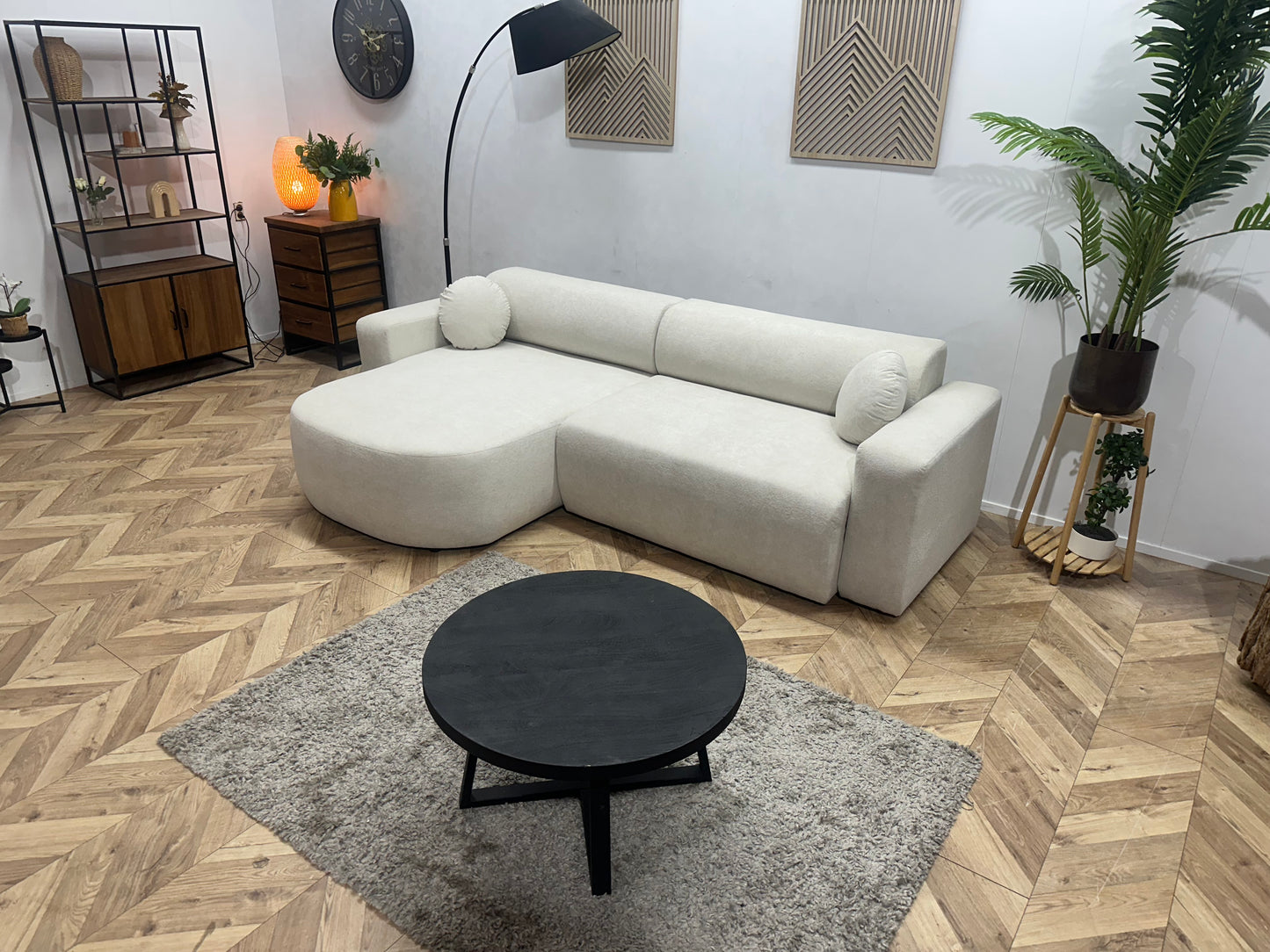 !Showroommodel! Witte Velvet Hoekbank ~ Slaapfunctie