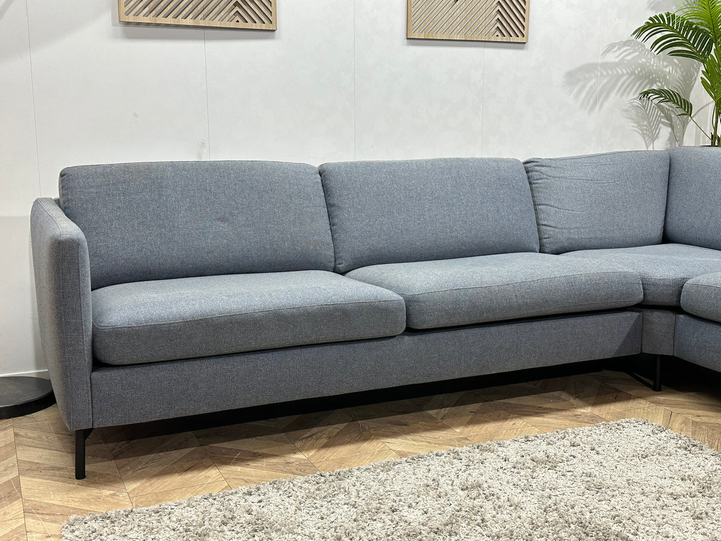 Blauwe/Grijze Hoekbank ~ Losse Kussens Met Afneembare Hoezen