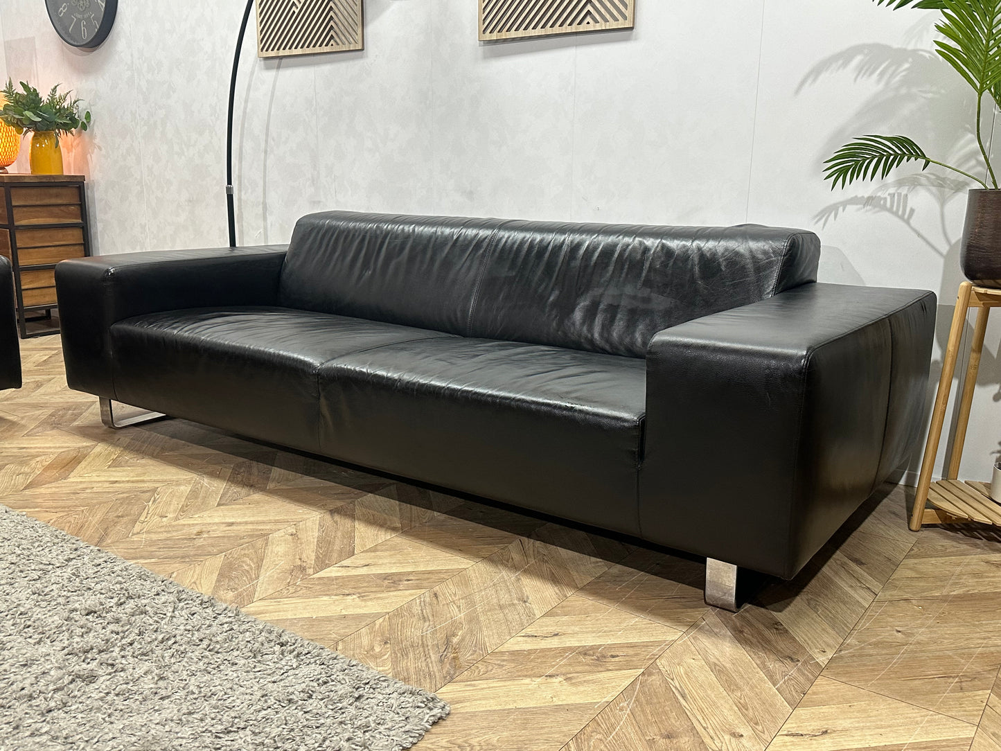 Zwarte Echt Lederen Banken Set ~ Geïmpregneerd