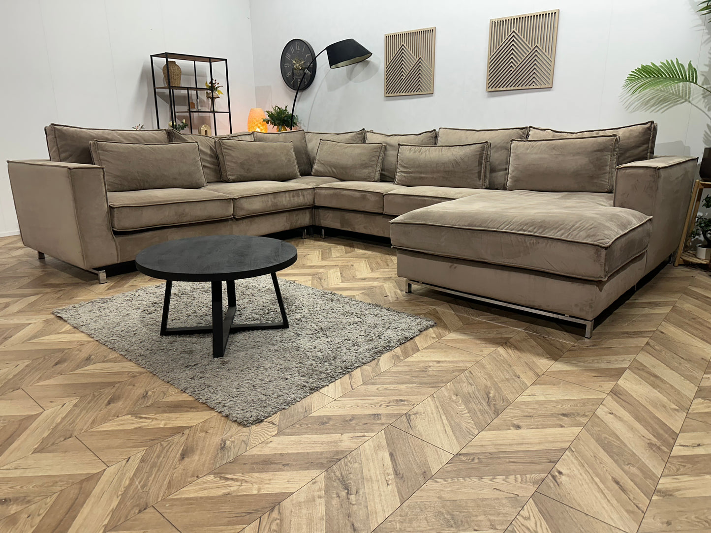 Licht Bruine Velvet U Bank ~ Losse Kussens Met Afneembare Hoezen