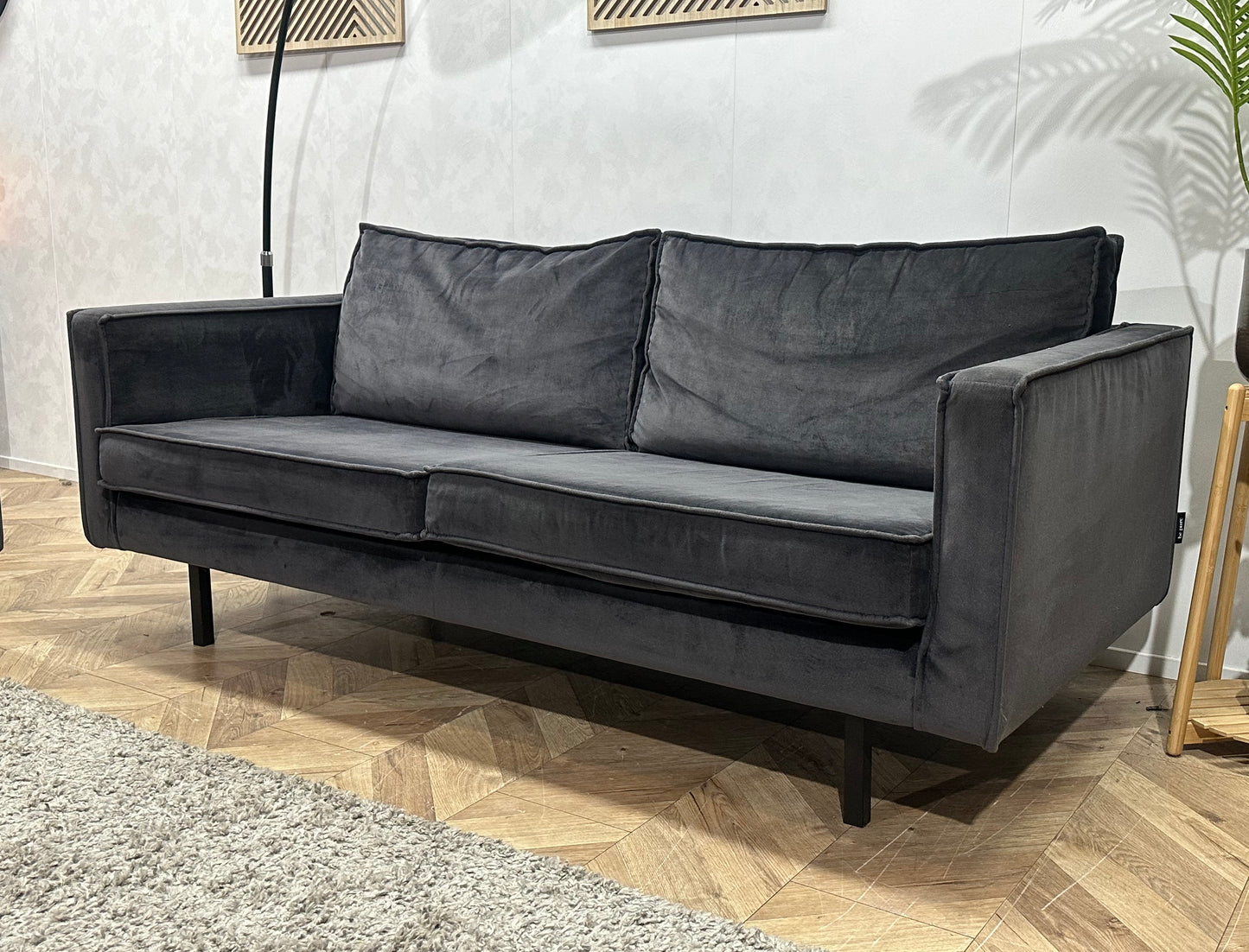Be Pure Antraciet Velvet Banken Set ~ Losse Kussens Met Afneembare Hoezen