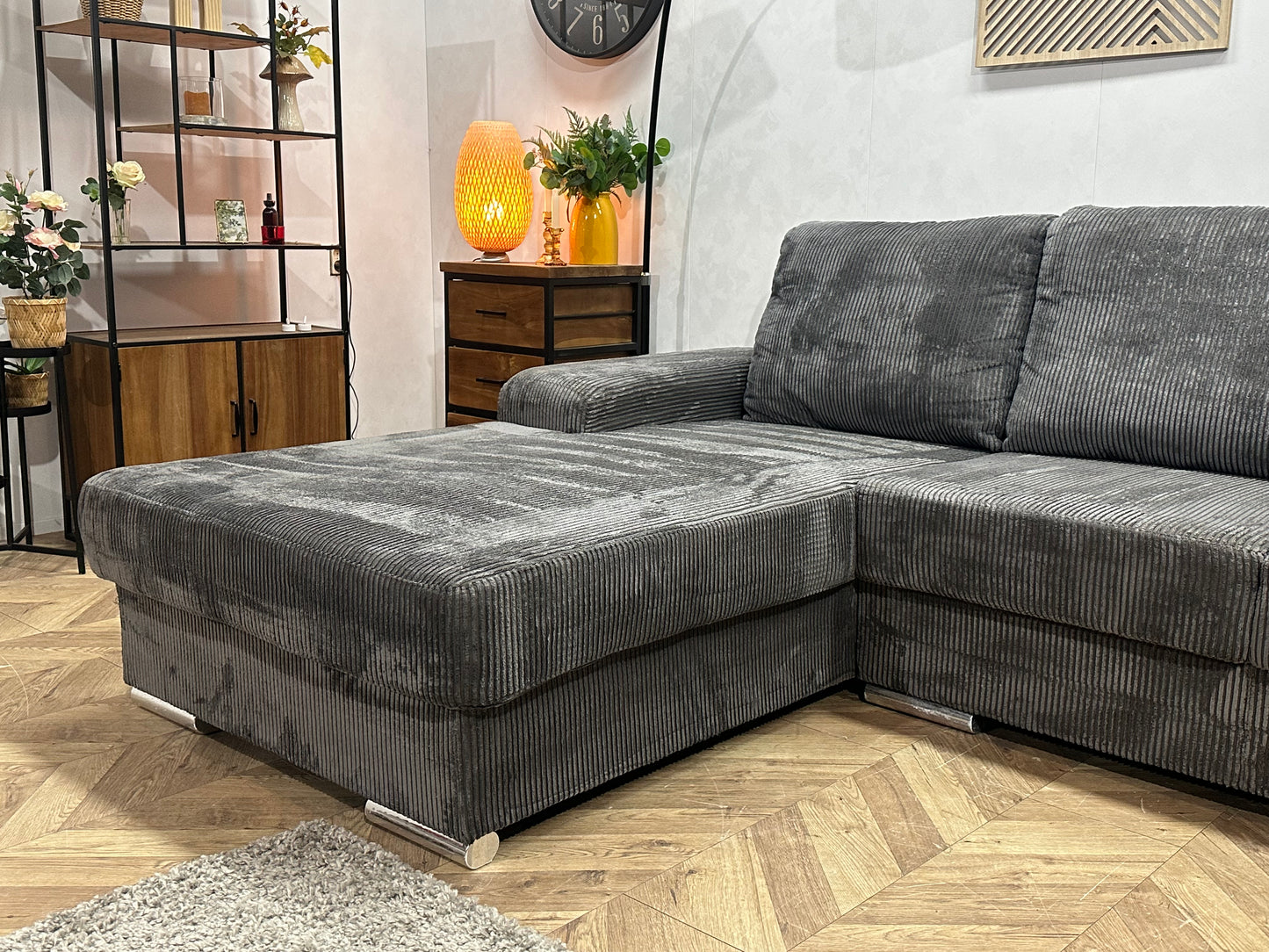 Antraciet Ribstof U Bank ~ Losse Rugkussens Met Afneembare Hoezen