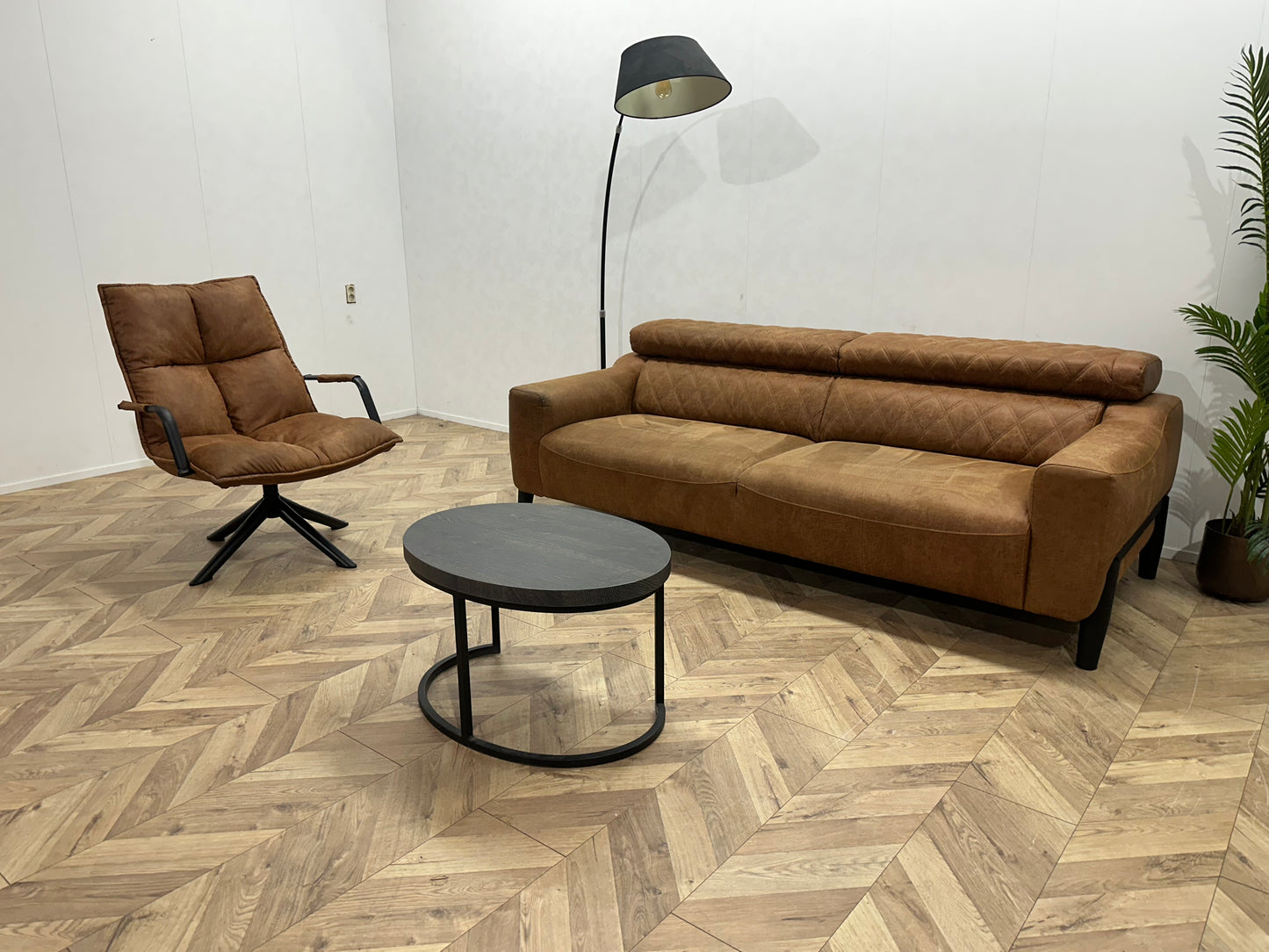 Cognac Bruine Suède Lederen Banken Set ~ Verstelbare Hoofdsteunen