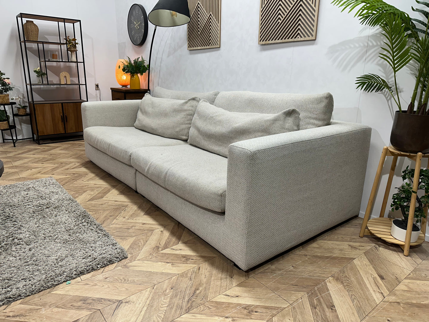 Witte Stoffen 3 Zits Bank ~ Losse Kussens Met Afneembare Hoezen