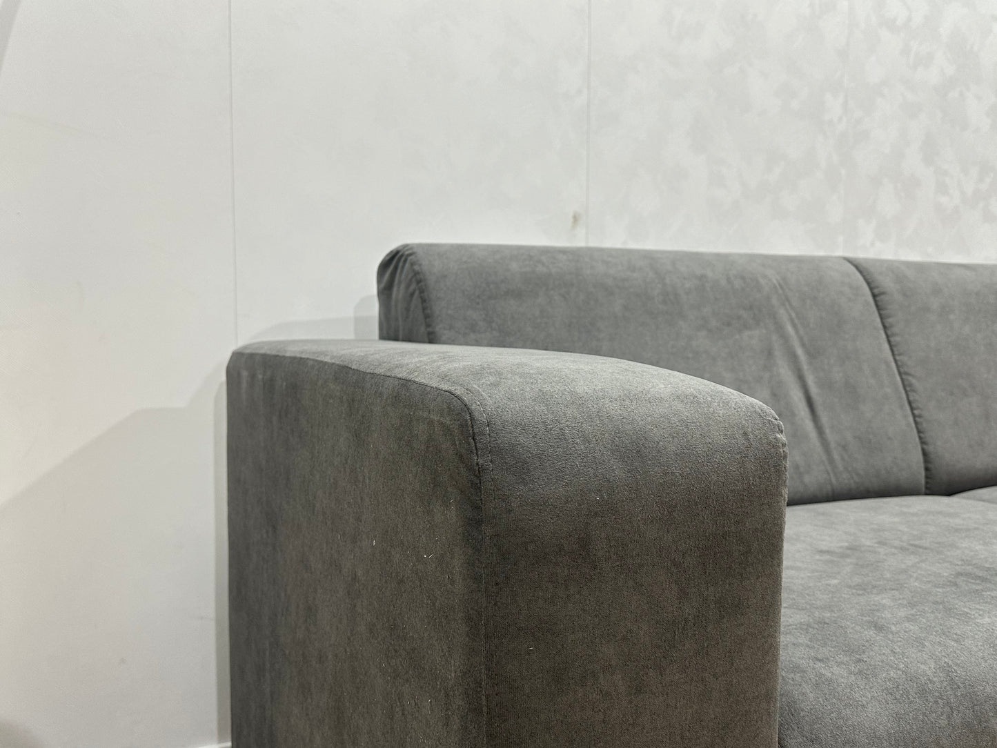 !Showroommodel! Antraciet Suède Stoffen Hoekbank