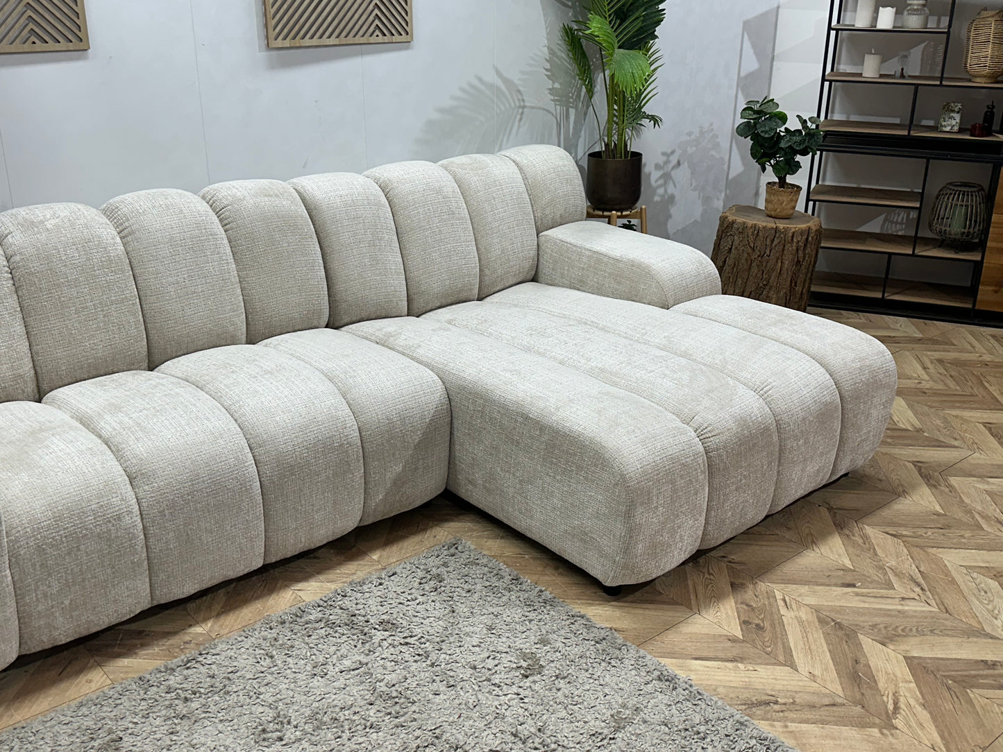 !Showroommodel! Witte/Crème Cremona Stoffen Hoekbank