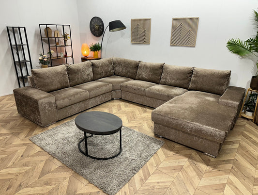 Bruine Velvet  U Bank ~ Losse Rugkussens Met Afneembare Hoezen