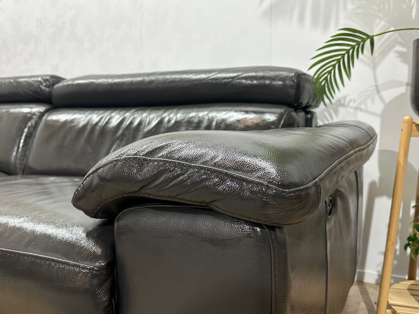 Goossens Zwarte Echt Lederen Hoekbank ~ Geïmpregneerd