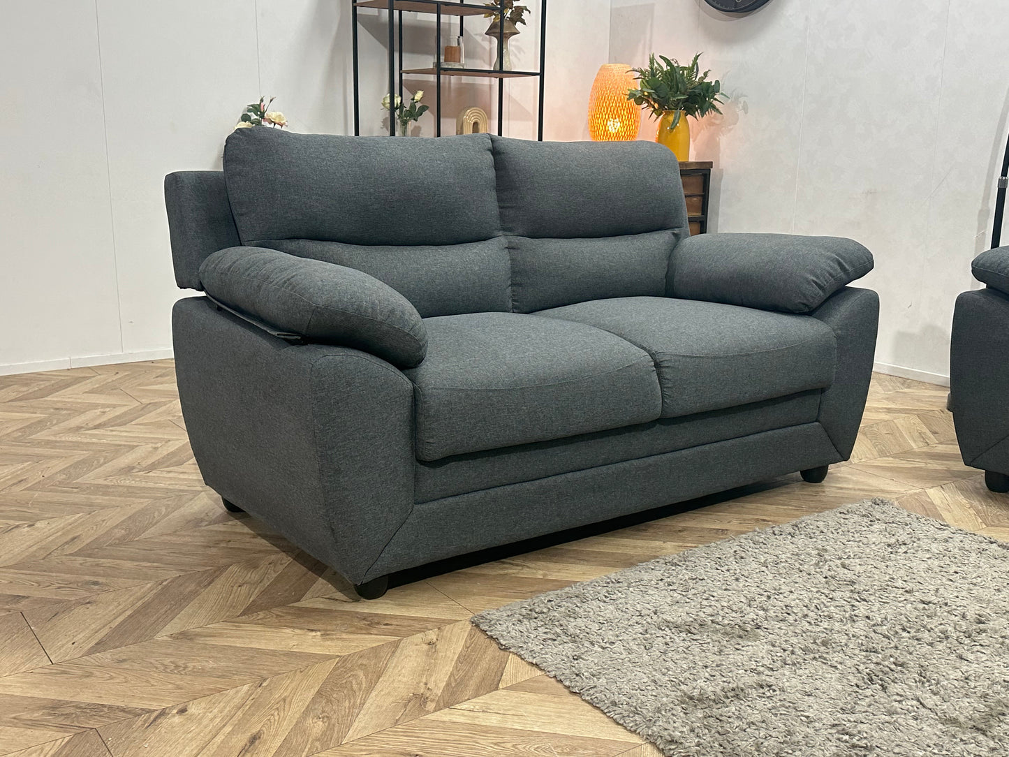 Vente-Unique Grijze Suède Stoffen Banken Set ~ Vaste Kussens